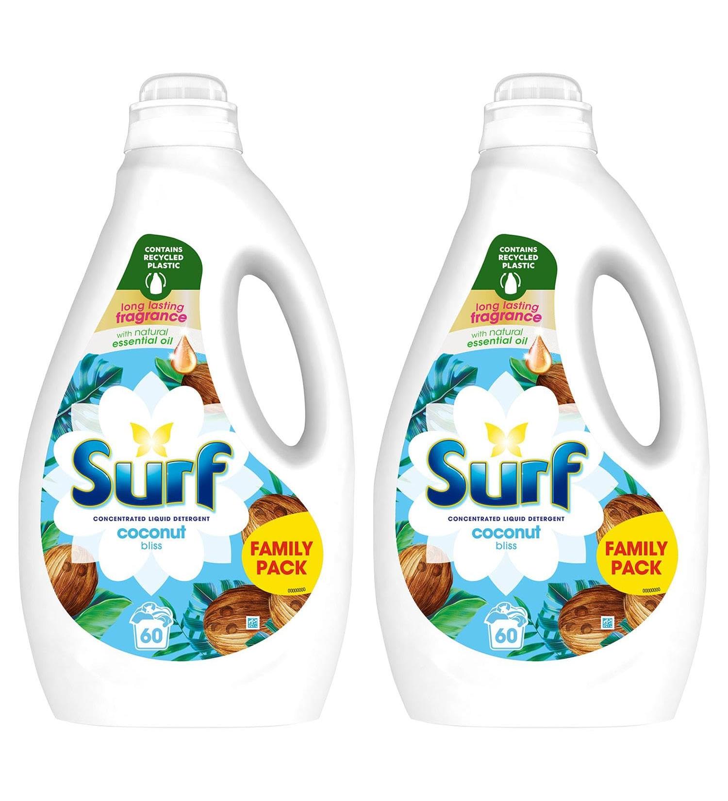 Surf Concentrated Liquid Detergent Long Lasting Fragrance and Made with Natural Essential Oil Tropical Lily or Coconut Bliss Family Pack 1.62 Litre 60 Washes (Coconut Bliss Buy 2) - Buy Online on GoSupps.com