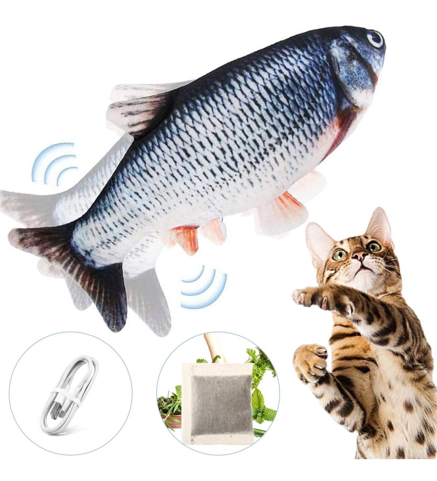 Floppy Fish Cat Toy - Interactive Catnip Toy for Indoor Cats | Realistic Plush Simulation, Washable, Perfect for Biting and Kicking | Grass Carp Design - Buy Online on GoSupps.com