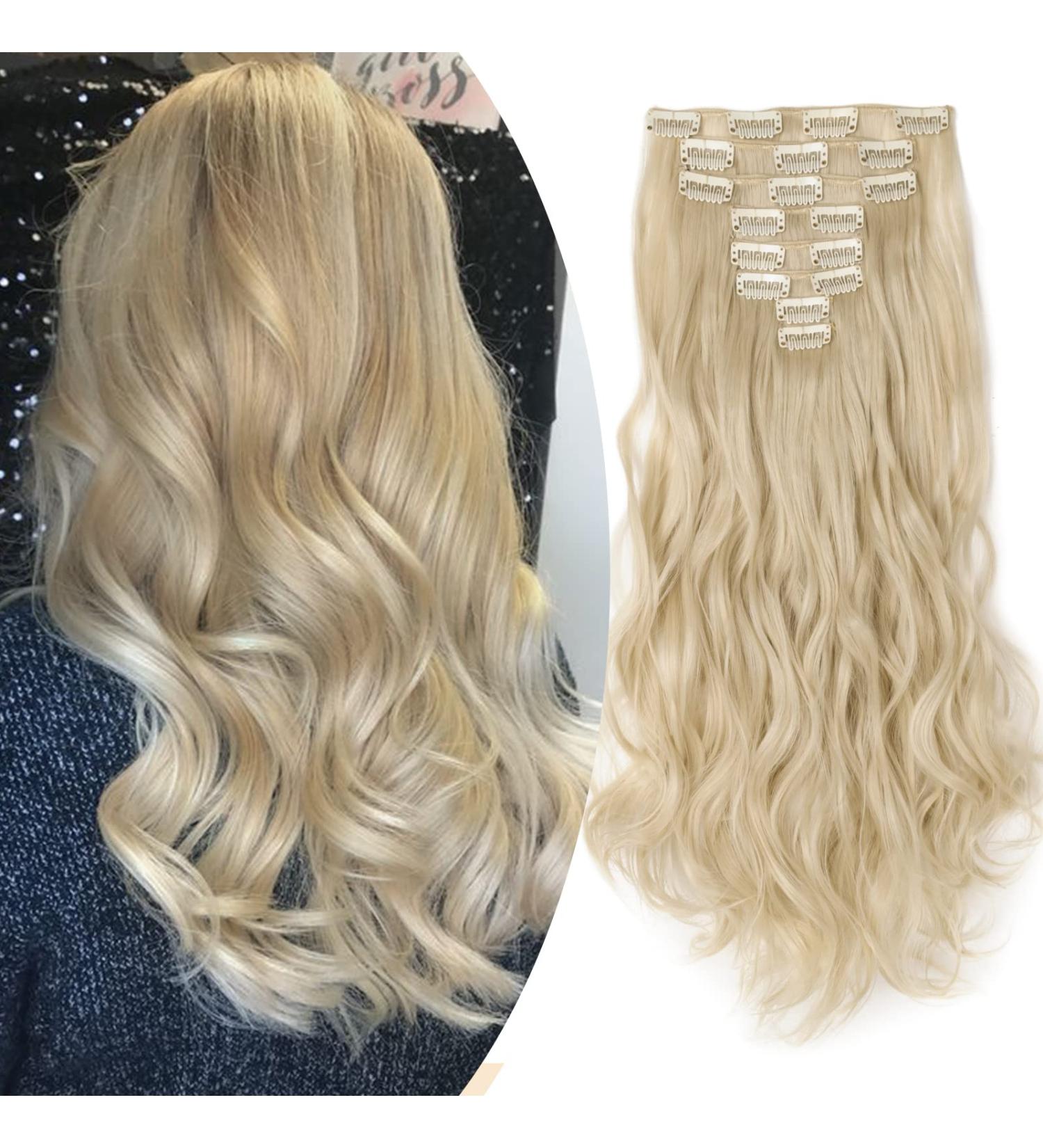 S-noilite 24 Curly Bleach Blonde Clip In Hair Extensions - 8pcs Full Head Set, 60 Color Choices, 17-26 Inches - Sexy Lady Fashion Choice - Buy Online on GoSupps.com