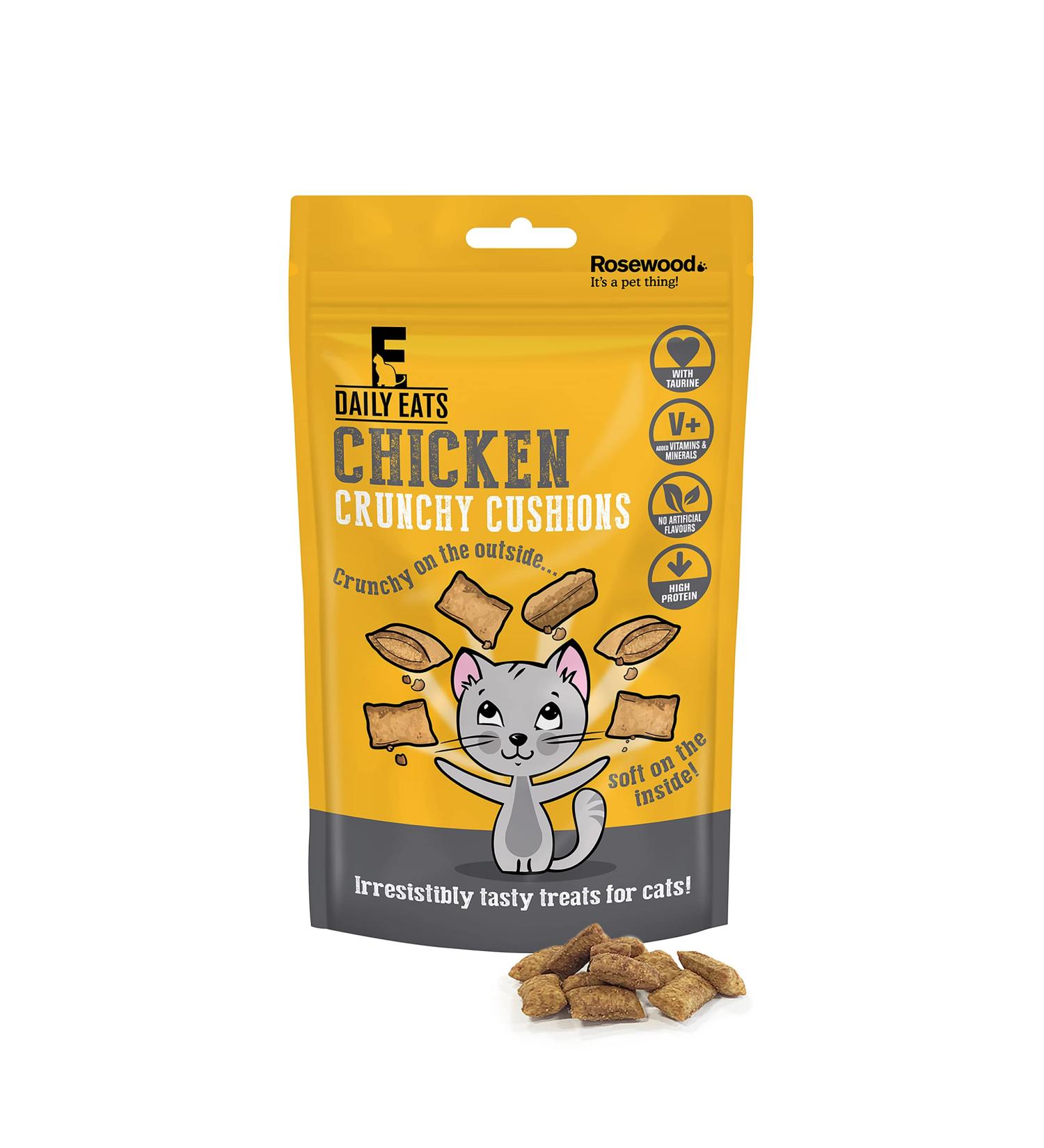 Rosewood Daily Eats Chicken Crunchy Cushions Cat Treats 12 x 60g Packs Chicken 5 g (Pack of 12) - Buy Online on GoSupps.com