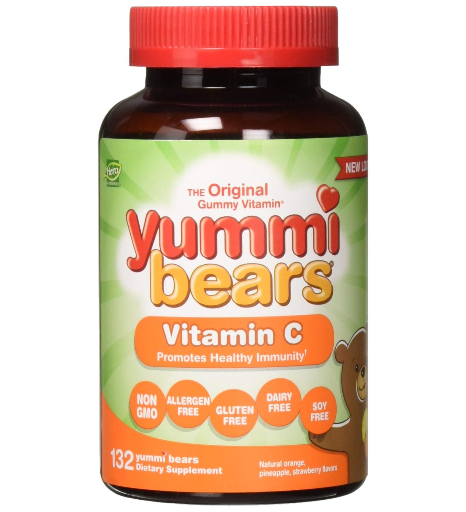 Hero Nutritional Yummi Bears Vitamin C - Natural Orange, Pineapple & Strawberry Flavors (132 Count) - Buy Online on GoSupps.com