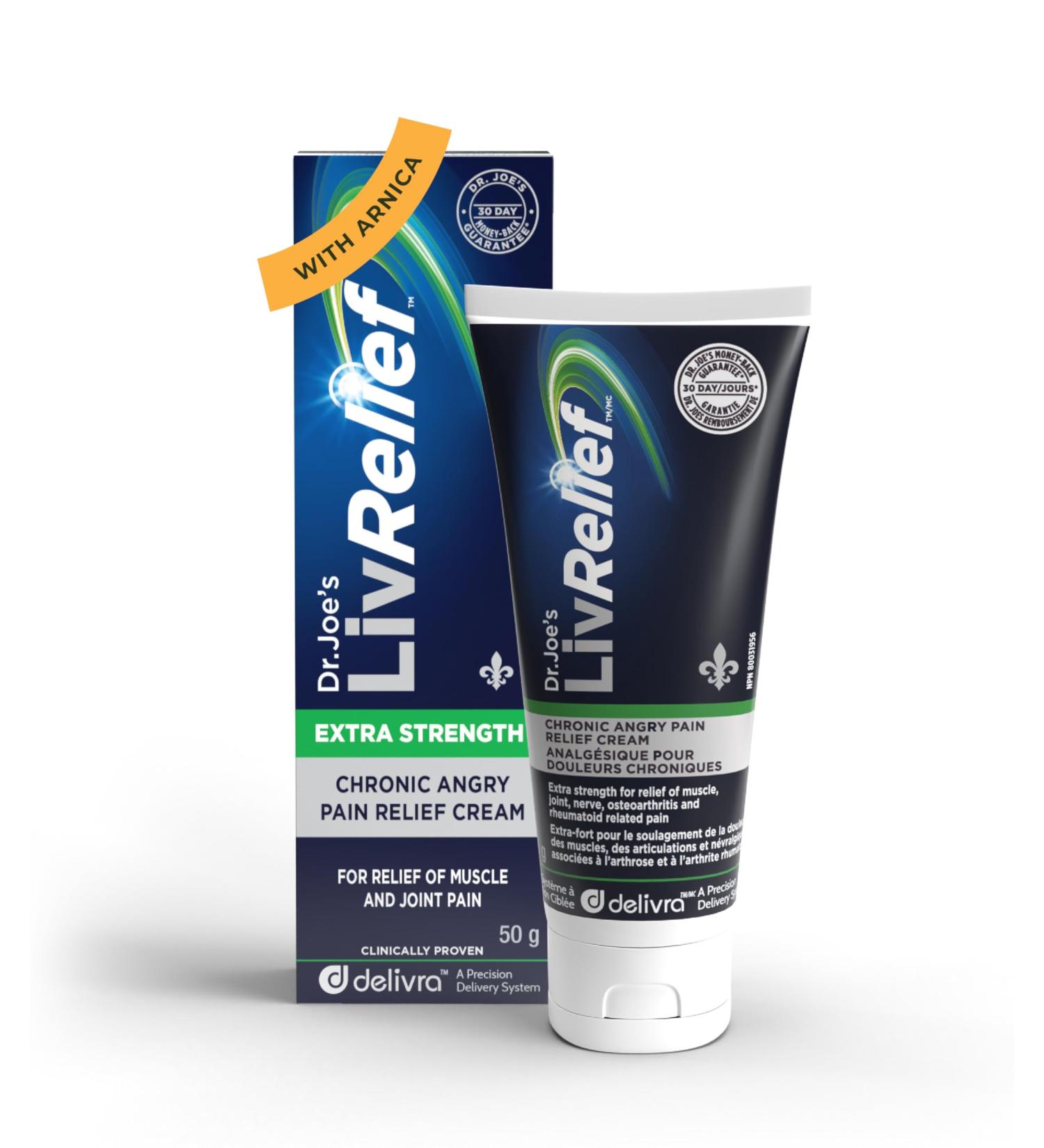 LivRelief Extra Strength Chronic Angry Pain Relief Cream with Arnica 50g - Buy Online on GoSupps.com