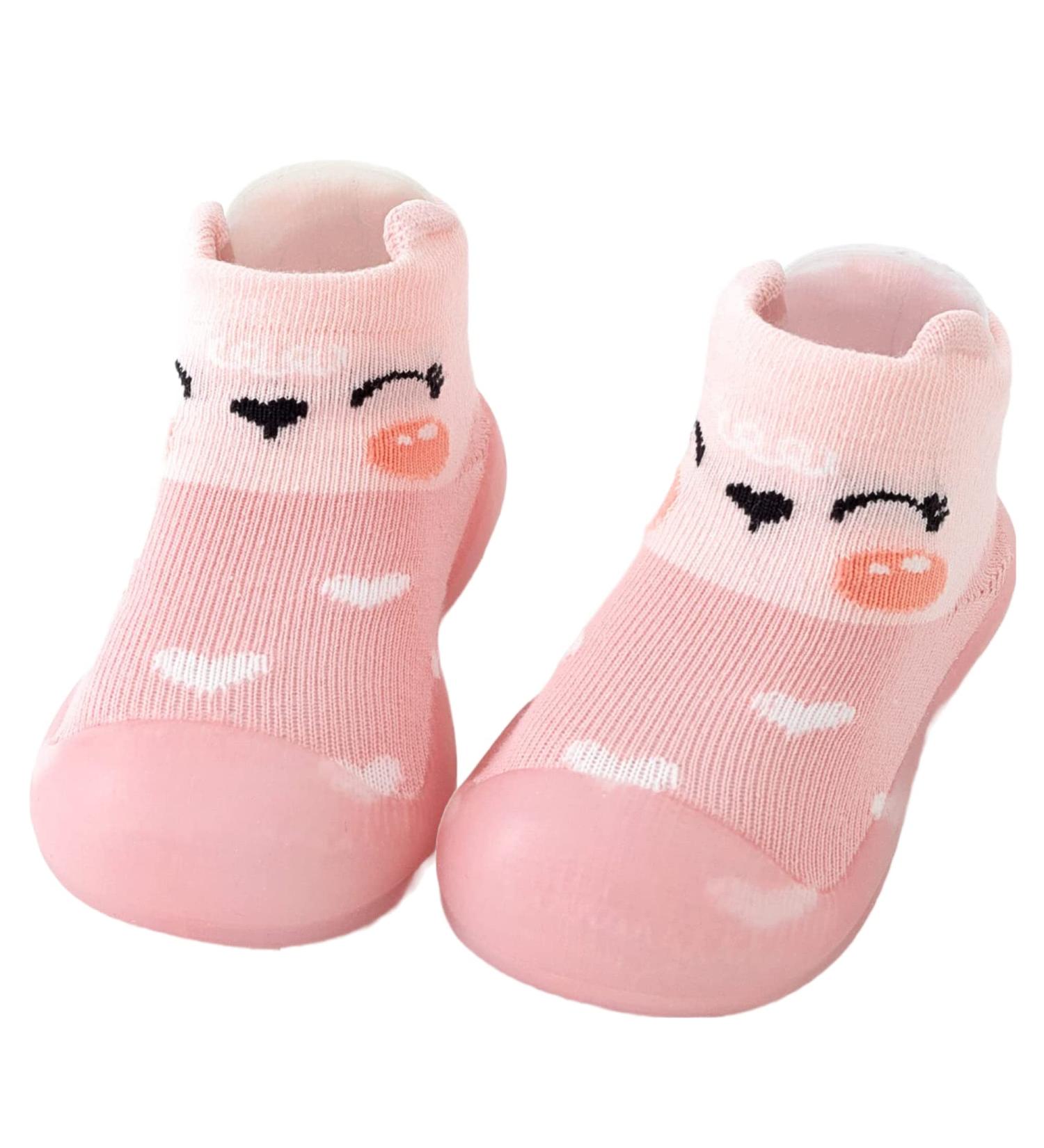 Babyio Baby Sock Shoe - Anti Slip First Walking Toddler Shoes - Pink 9-12 Months - Buy Online on GoSupps.com