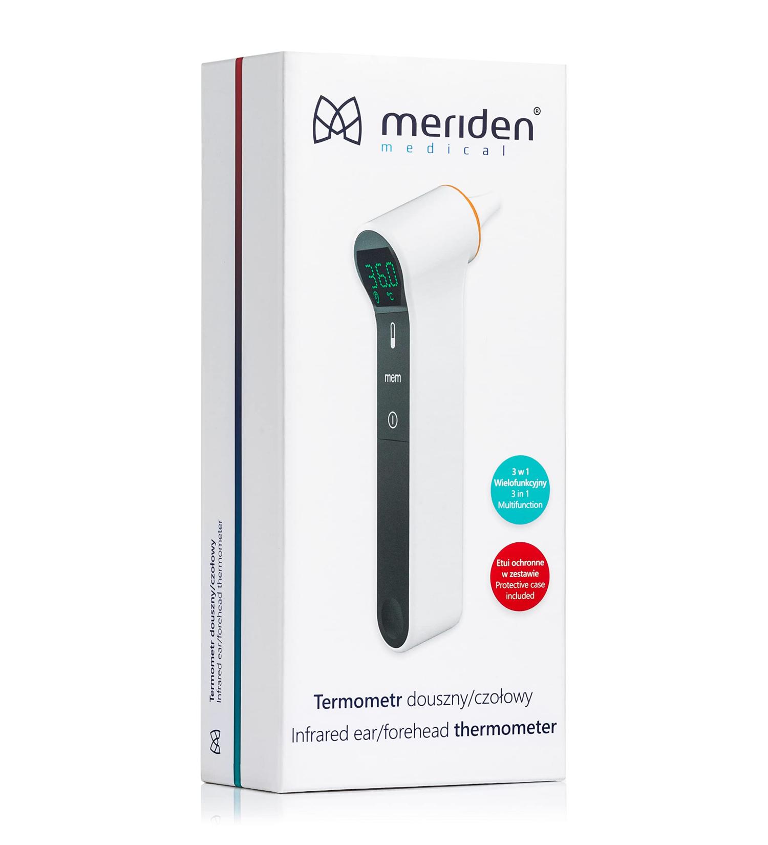Merid TM-19 Digital Forehead & Ear Thermometer - Accurate Fever Detection for Babies Children & Adults | Optical & Acoustic Warning - Buy Online on GoSupps.com
