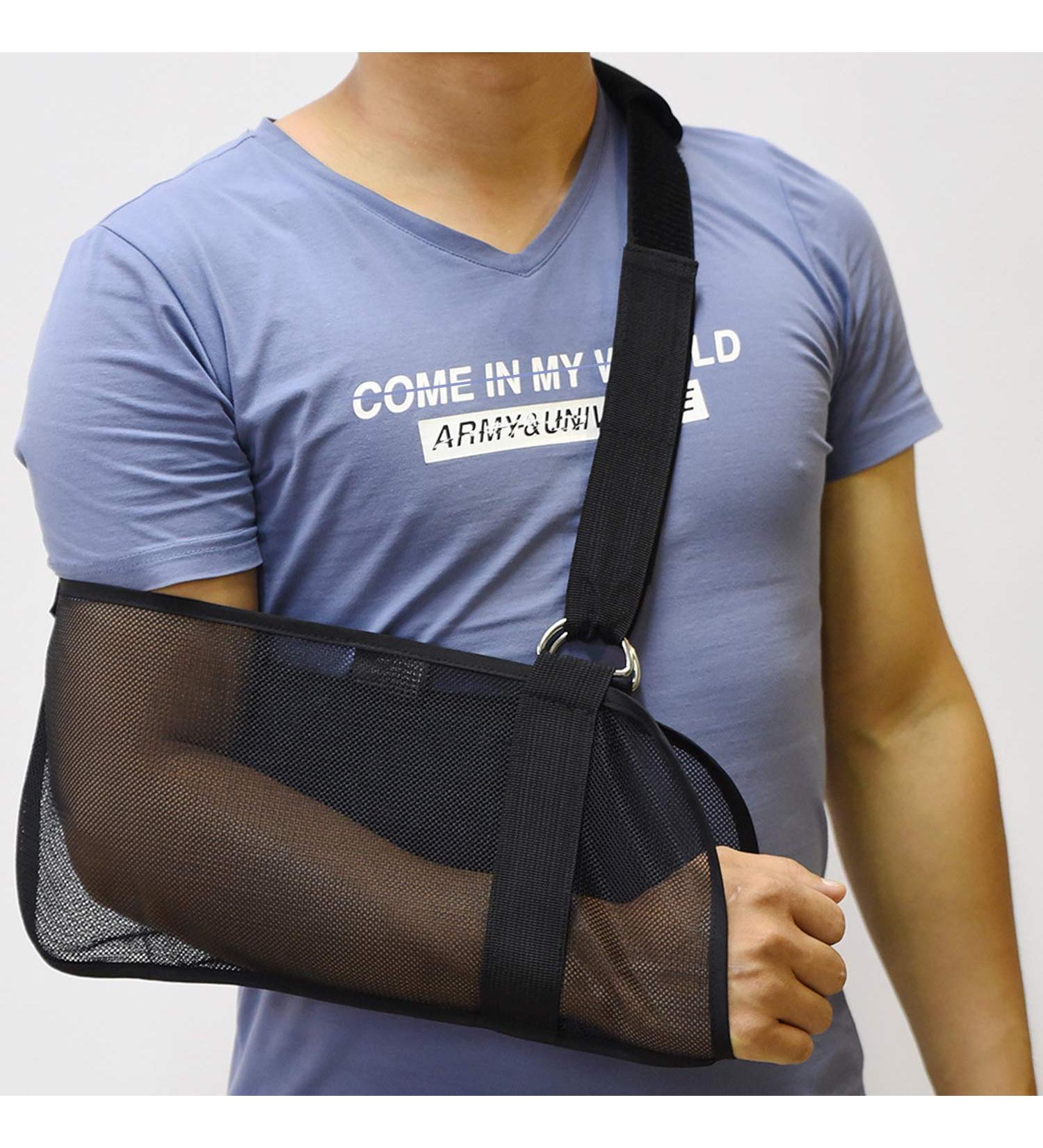 Breathable Mesh Arm Sling for Shower | Adjustable Support for Torn Rotator Cuff Shoulder Elbow Wrist - Unisex (Black - Buy Online on GoSupps.com