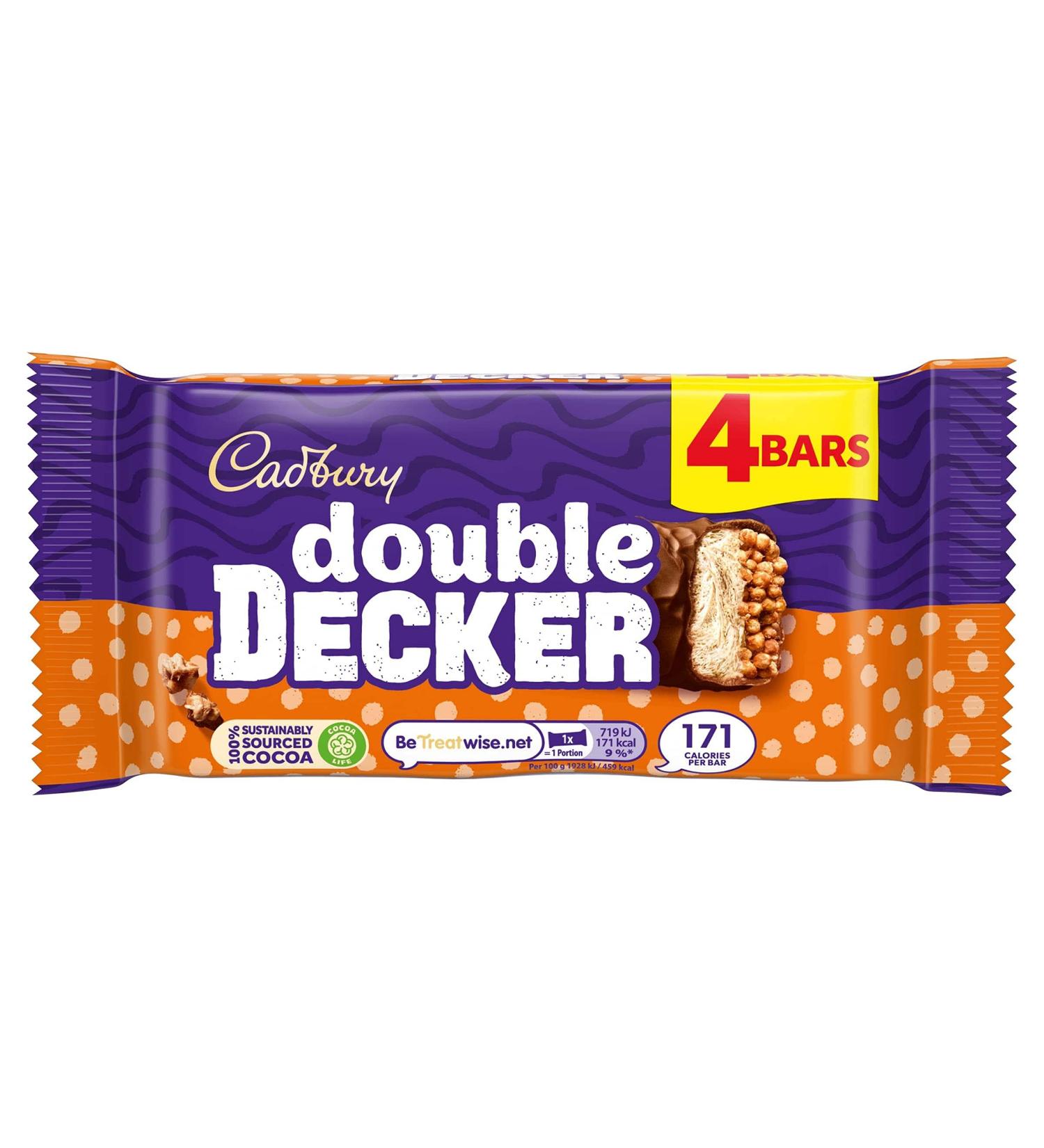  Cadbury Cadbury 4-pack of double-layer chocolate bars layers of nougat and crispy cereal covered in milk chocolate 4 bars of 43.7g each - Buy Online on GoSupps.com