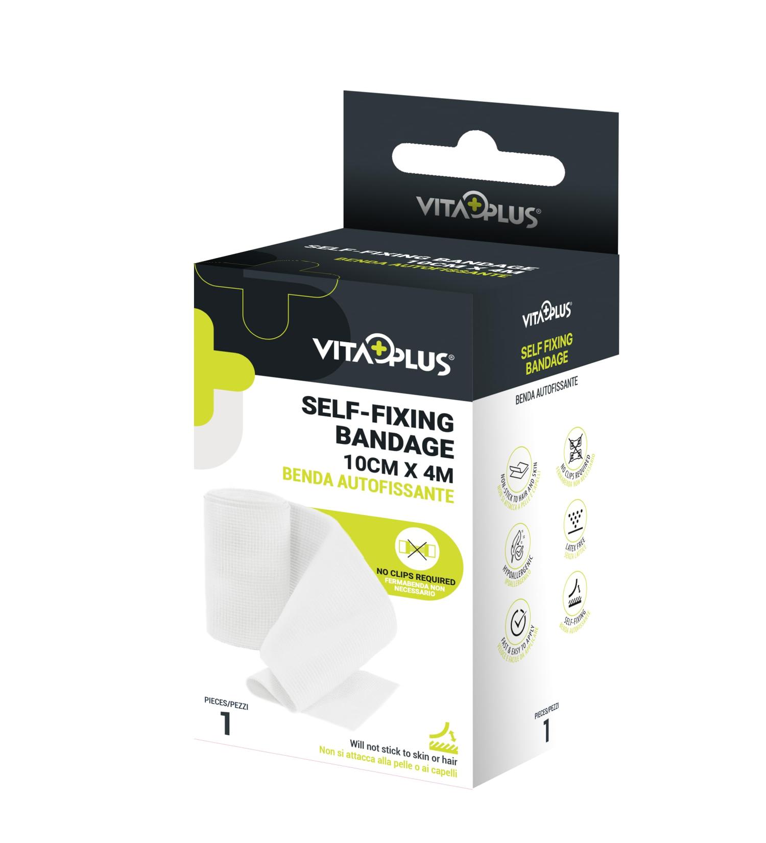 VITAPLUS PBT Self-Fixing Bandages - 10cm x 4m | Elastic Cohesive, Hypoallergenic, Latex-Free for Easy Application - Buy Online on GoSupps.com