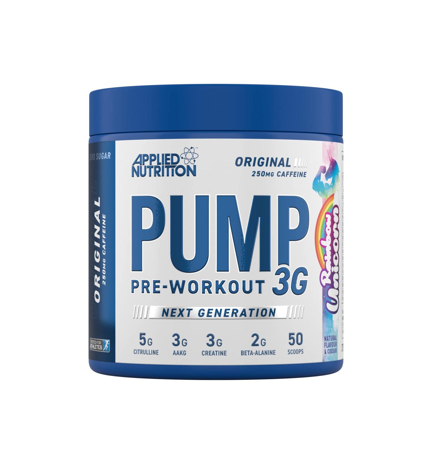 Applied Nutrition Pump 3G Pre Workout - Rainbow Unicorn 25 Servings - Energy Focus & Performance Supplement - Buy Online on GoSupps.com
