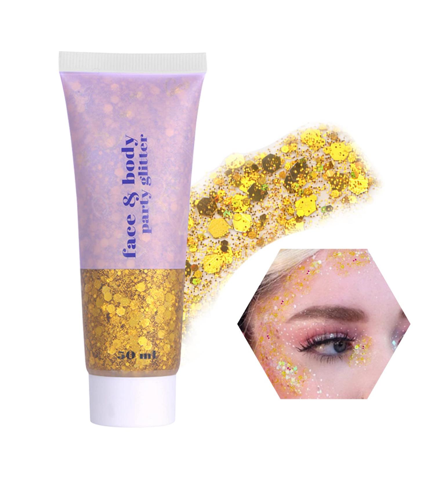 BestAuty Glitter Body Gel 50ml - Long-Lasting Gold Glitter for Face Hair Lips & Nails | Perfect for Festival & Party Make-Up - Buy Online on GoSupps.com