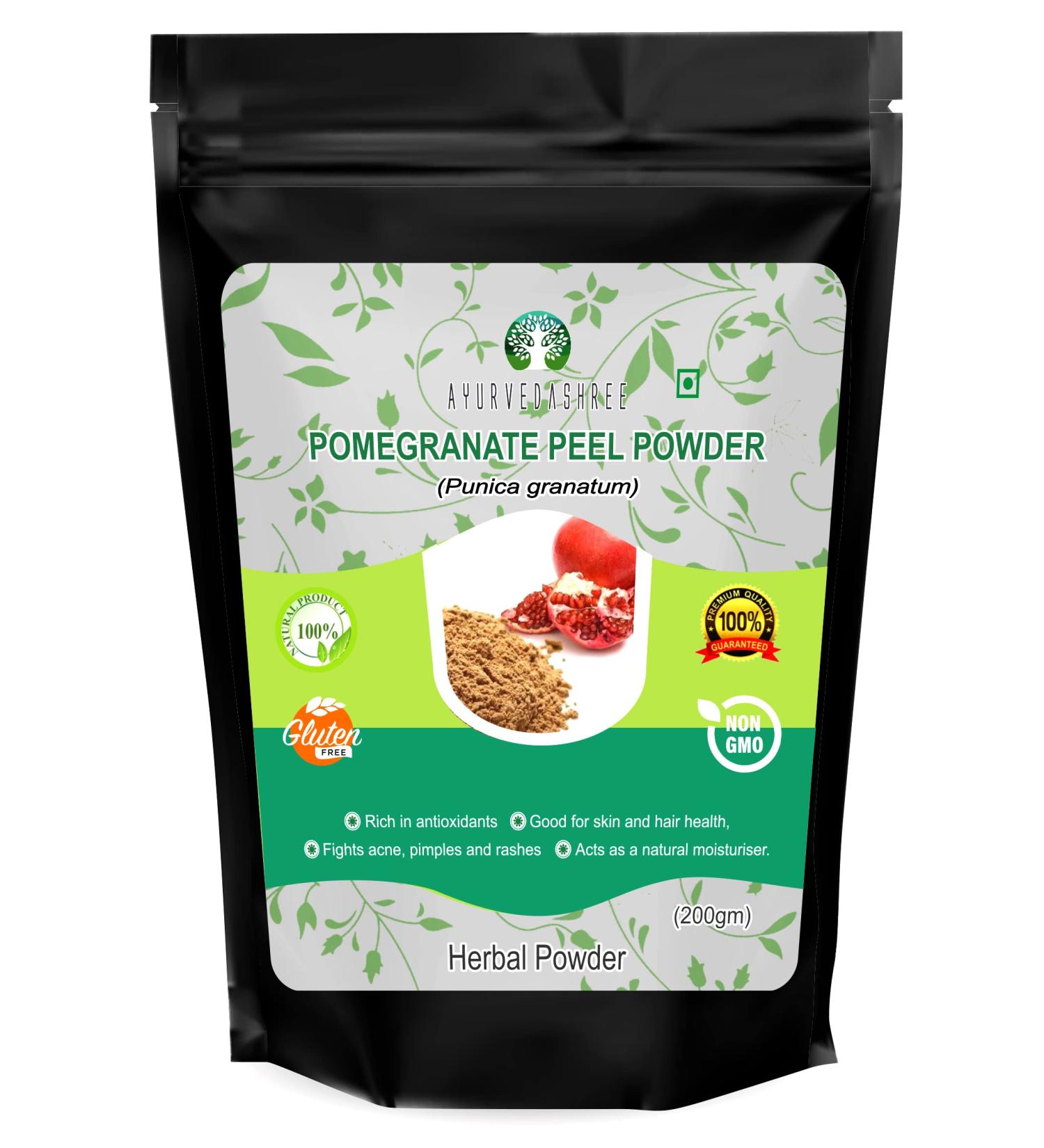 AYURVEDASHREE Pomegranate Peel Powder 200 Gm - Natural Antioxidant for Youthful Skin - Buy Online on GoSupps.com