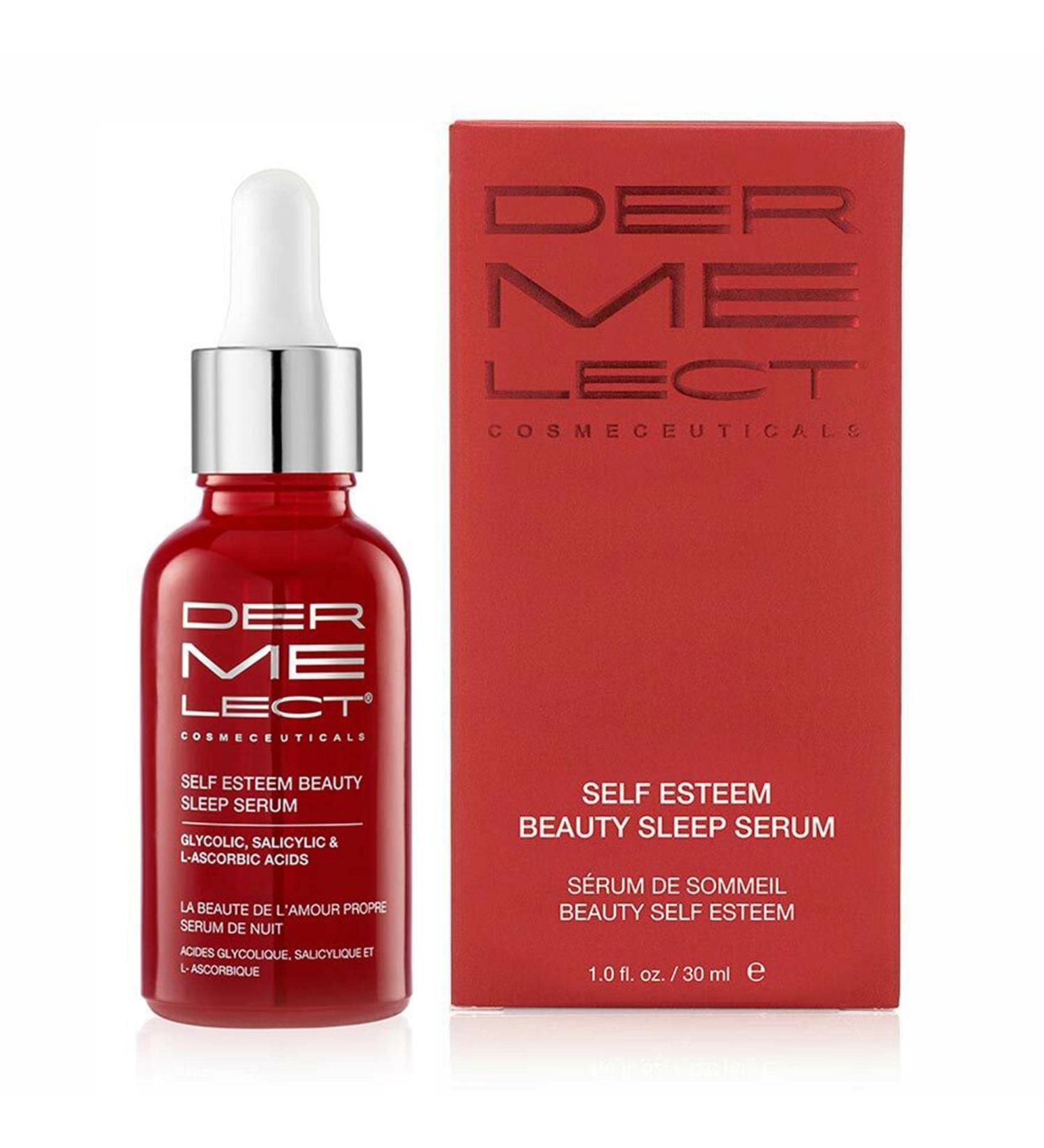 Dermelect Self-Esteem Beauty Sleep Serum - Anti Aging Serum with Glycolic Acid, Salicylic Acid & L-Ascorbic Acid - Brightening & Resurfacing Serum for Acne, Pores, Redness & Wrinkles - 1 oz - Buy Online on GoSupps.com