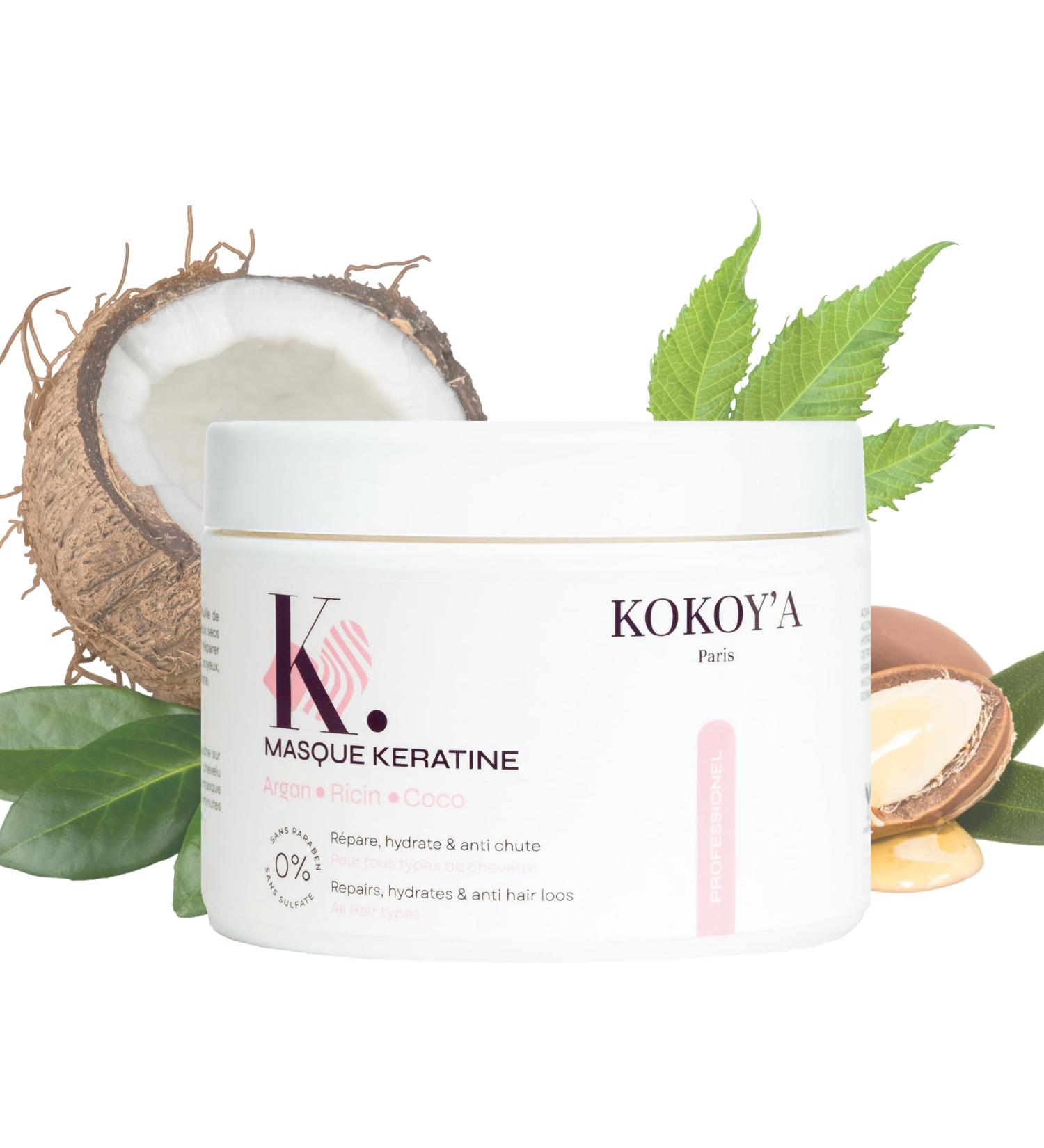 KOKOY'A Paris - MASK Keratin Argan Coconut Castor - 500ml | Nourishing and repairing care for dry and damaged hair - Buy Online on GoSupps.com