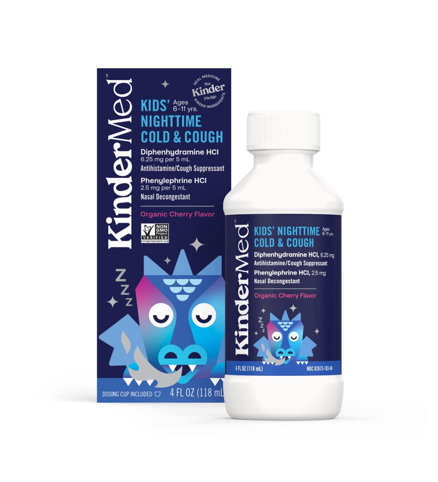 KinderMed Kids' Nighttime Cold & Cough Medicine - Organic Cherry Flavor 4 Fl Oz - Buy Online on GoSupps.com