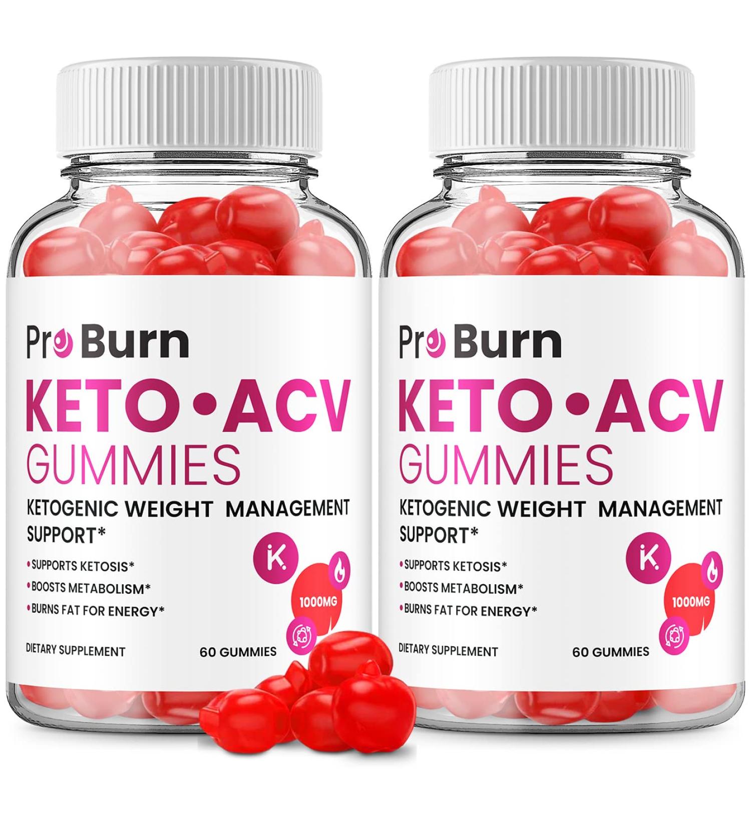 (2 Pack) Pro Burn Keto Plus ACV Gummies with B12, Beet Root Juice - 120 Gummies - Buy Online on GoSupps.com