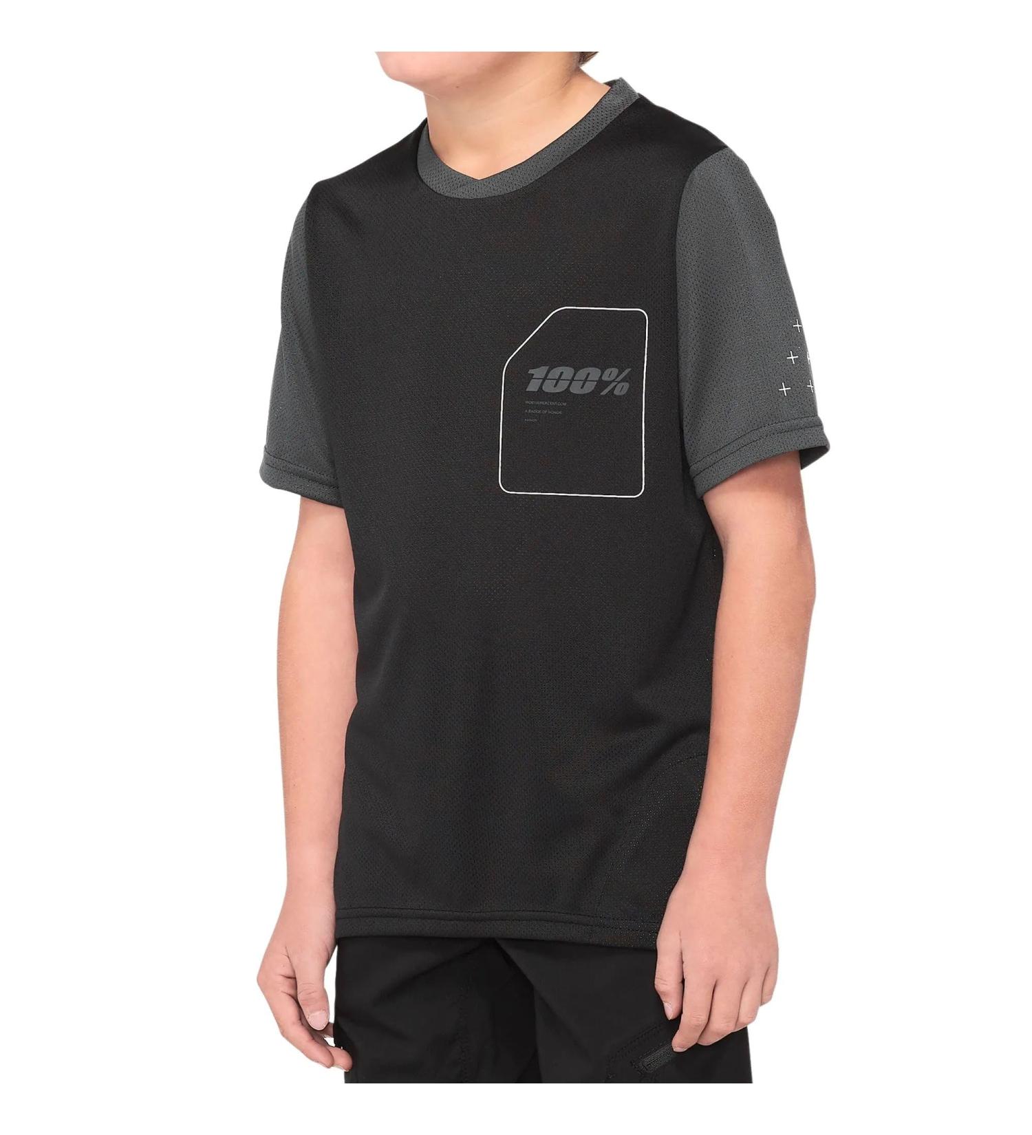100% Ridecamp Youth Short Sleeve Jersey - Black/Grey Size L (152-164) | 2022 Cycling Apparel for Kids - International Shipping Available - Buy Online on GoSupps.com