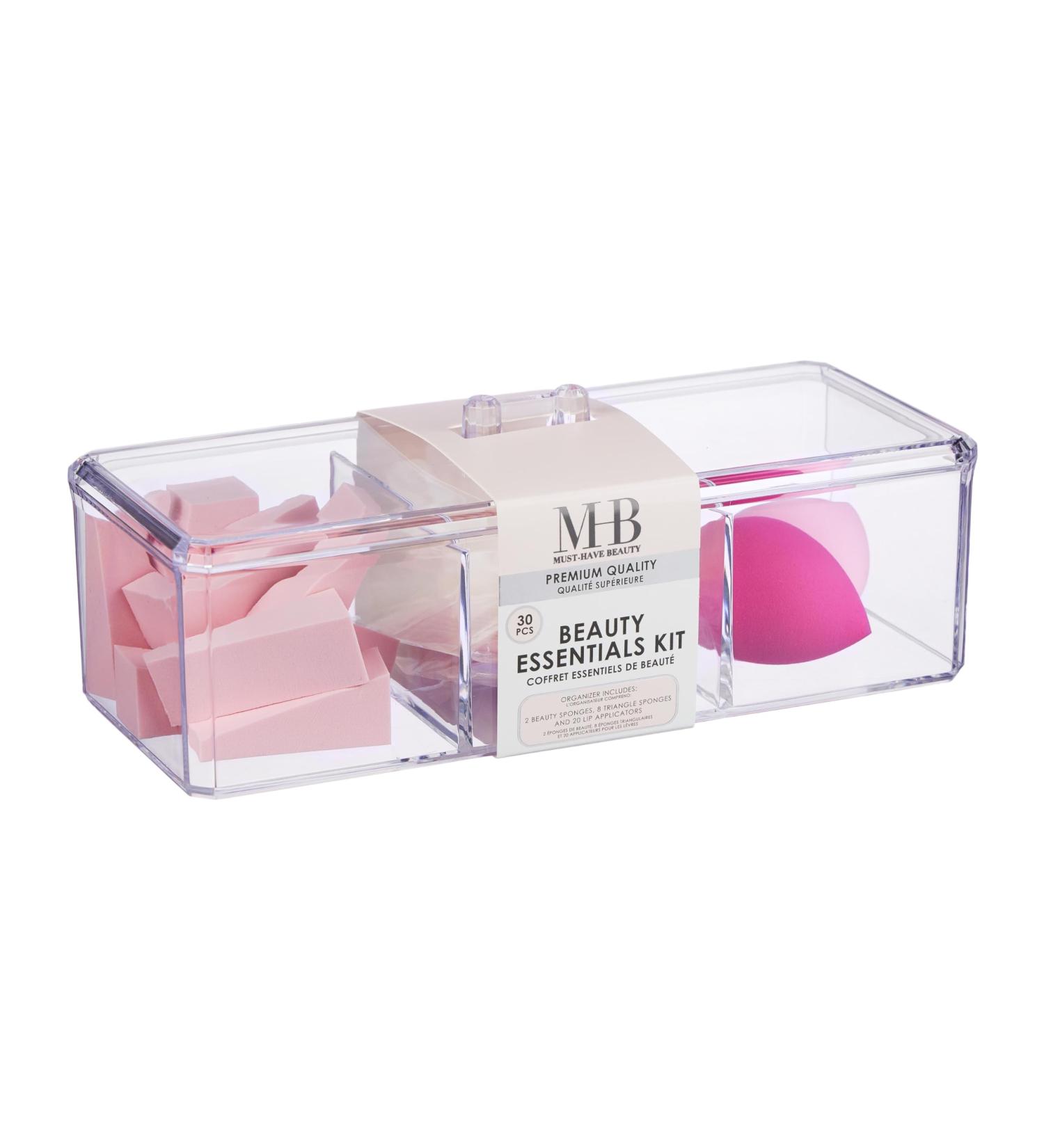 EXPRESSIONS 30pc Beauty Essentials Kit - Includes Beauty Blenders Makeup Sponges & Lip Applicators w/Organizer - Assorted Cosmetic Applicator Set | Professional Beauty Tools + Accessories - Buy Online on GoSupps.com