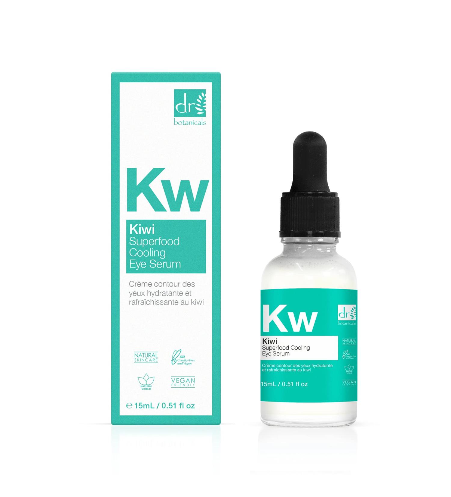 Dr Botanicals Kiwi Cooling Eye Serum 15ml - Superfood Blend with Citrus & Grapefruit for Bright Eyes - International Shipping Available - Buy Online on GoSupps.com