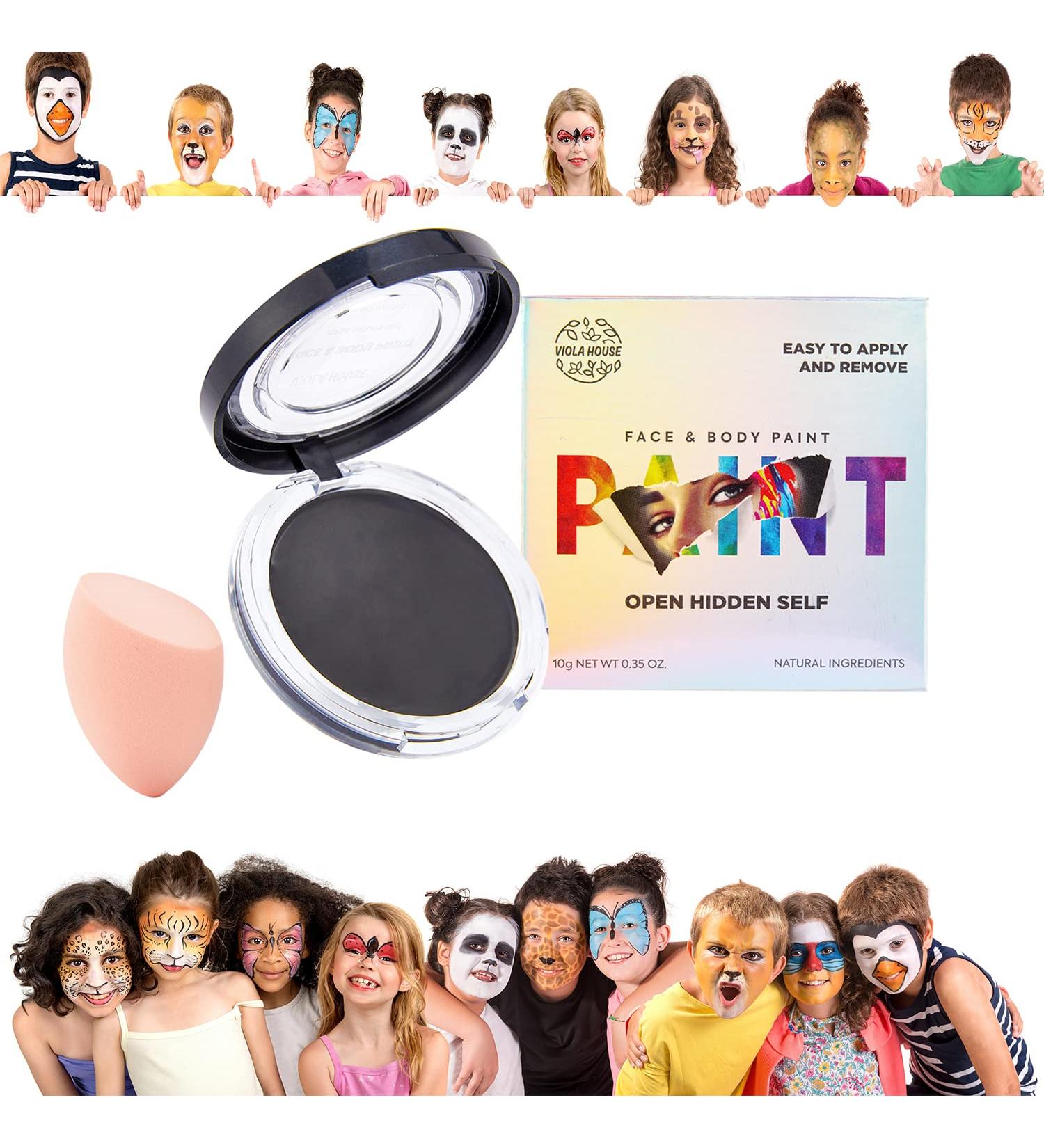 VIOLA HOUSE Professional Water Based Face & Body Paint Kit for Halloween, Cosplay & Theatrical Makeup - Black - Buy Online on GoSupps.com