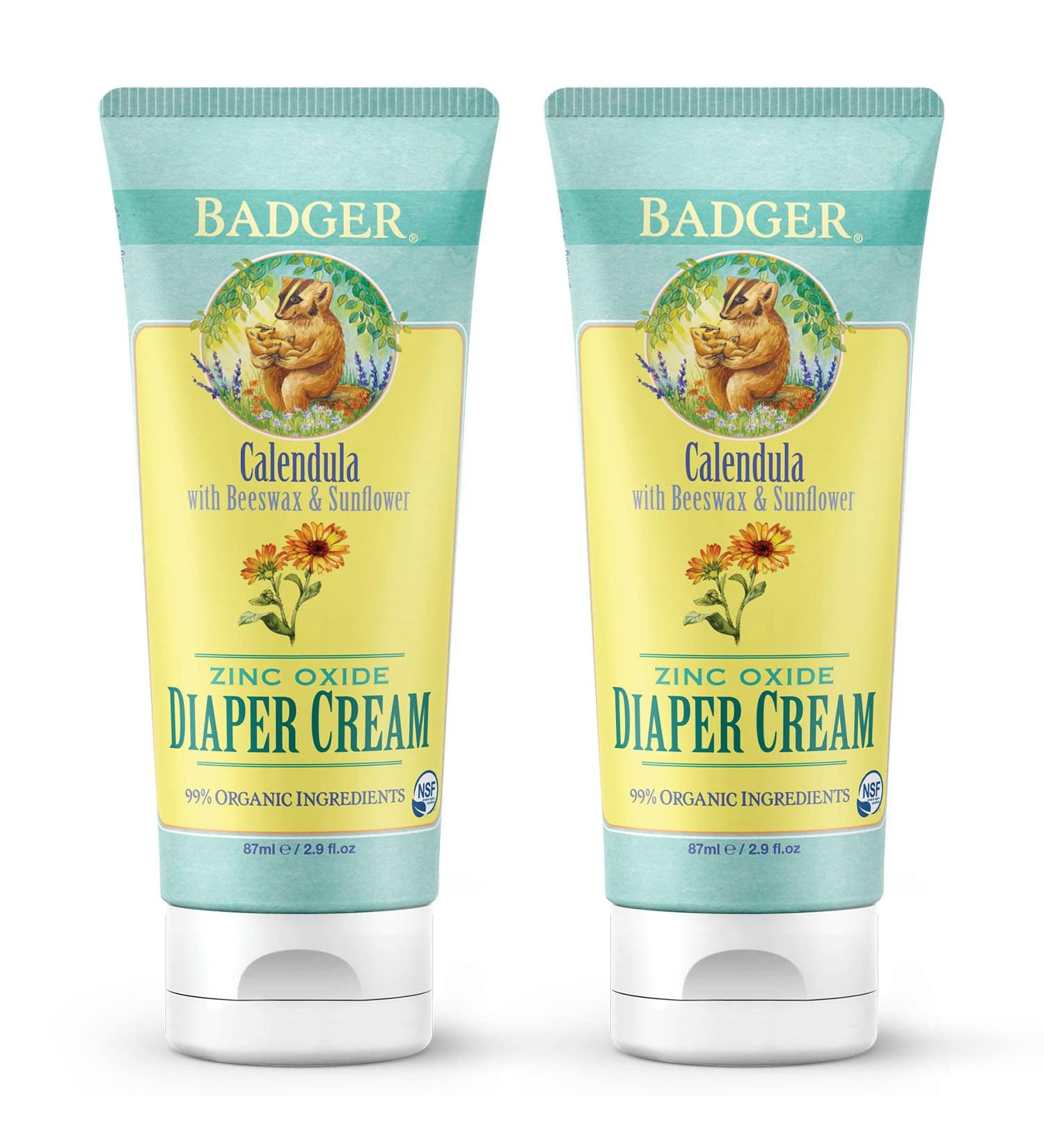 Badger Calendula Diaper Cream with Beeswax & Sunflower - 2.9 fl oz (87 ml) - Buy Online on GoSupps.com