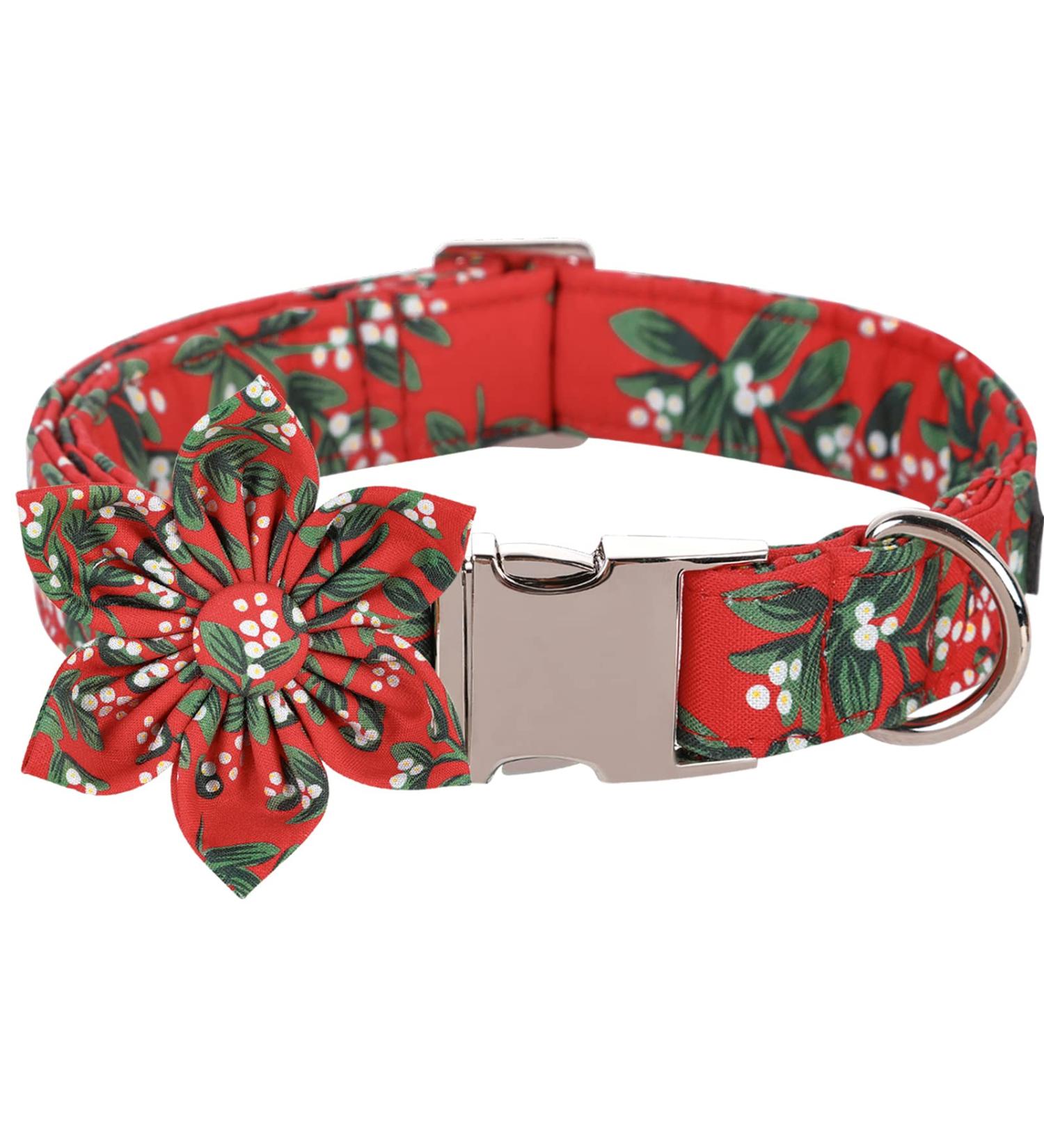 Aring Pet Dog Halis Band - Adjustable Red Cotton Collar with Flower for Small & Medium Dogs | Durable Metal Buckle - Buy Online on GoSupps.com