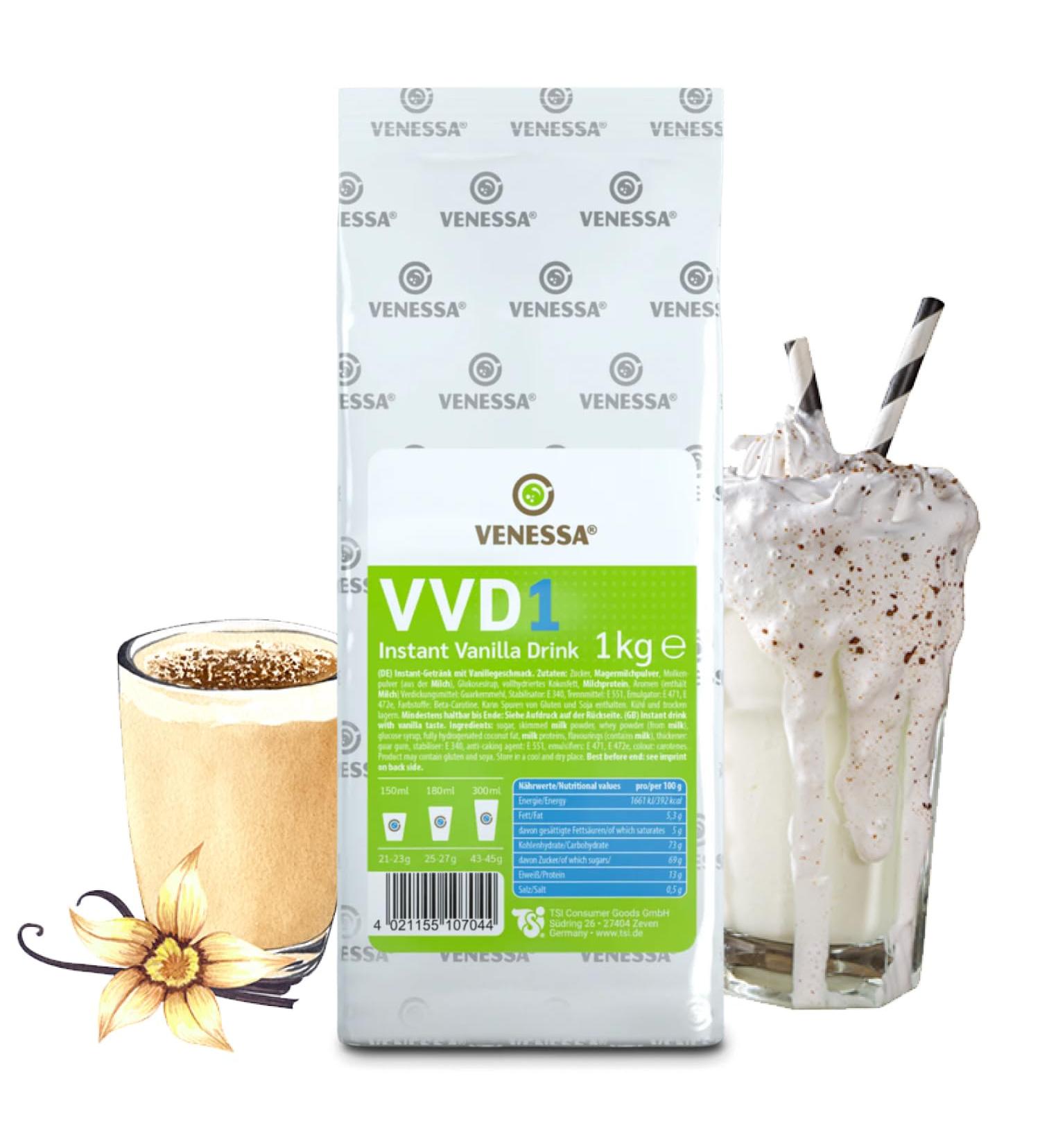 VENESSA Vanilla Drink VVD 1 Pack of 5 x 1 kg Aromatically soluble vanilla milk powder with a fine vanilla note for your customers Suitable for all sales - Buy Online on GoSupps.com