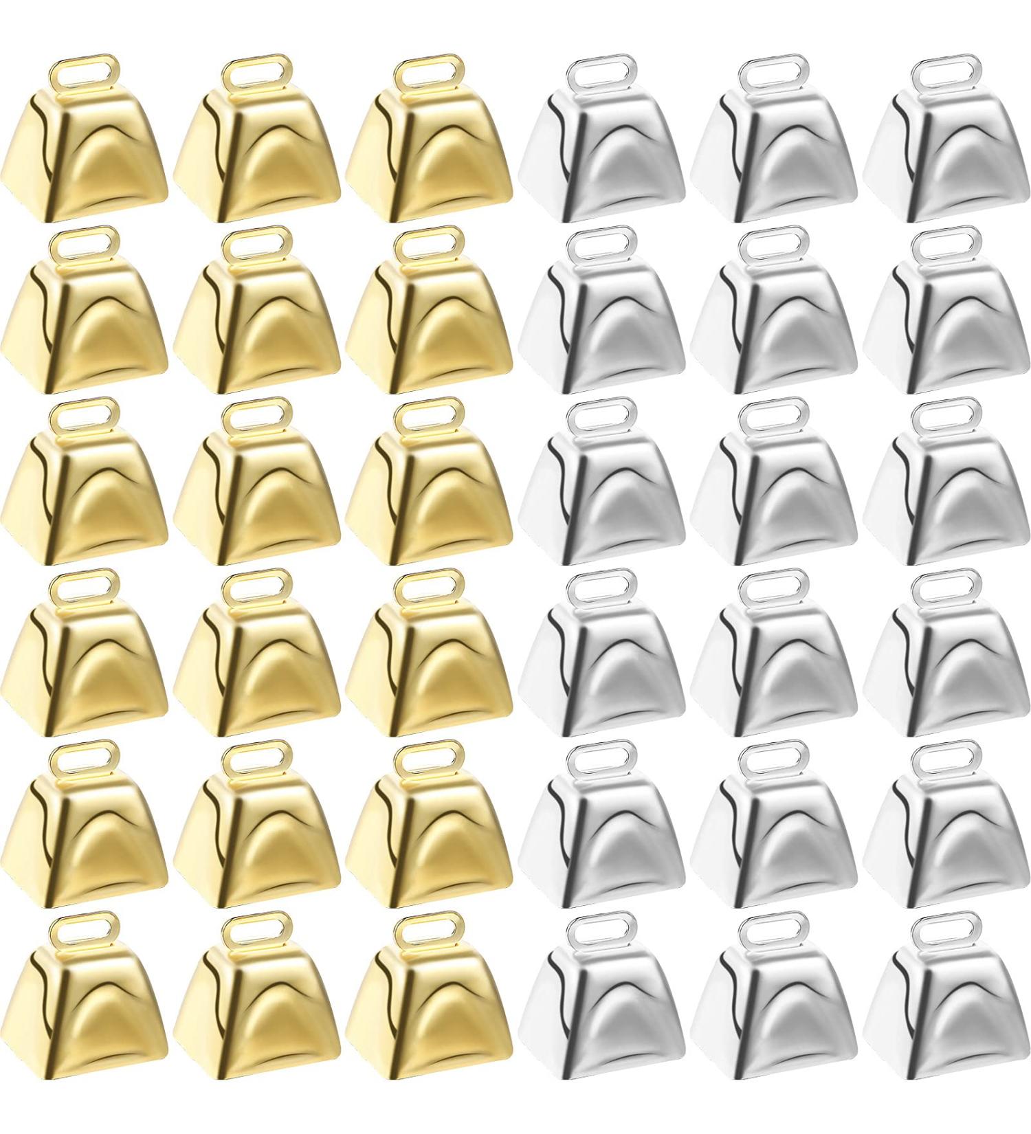 36 Mini Cow Bells for Crafts & Christmas Decor - Gold/Silver Bells with Hooks for Wedding & Party - Buy Online on GoSupps.com