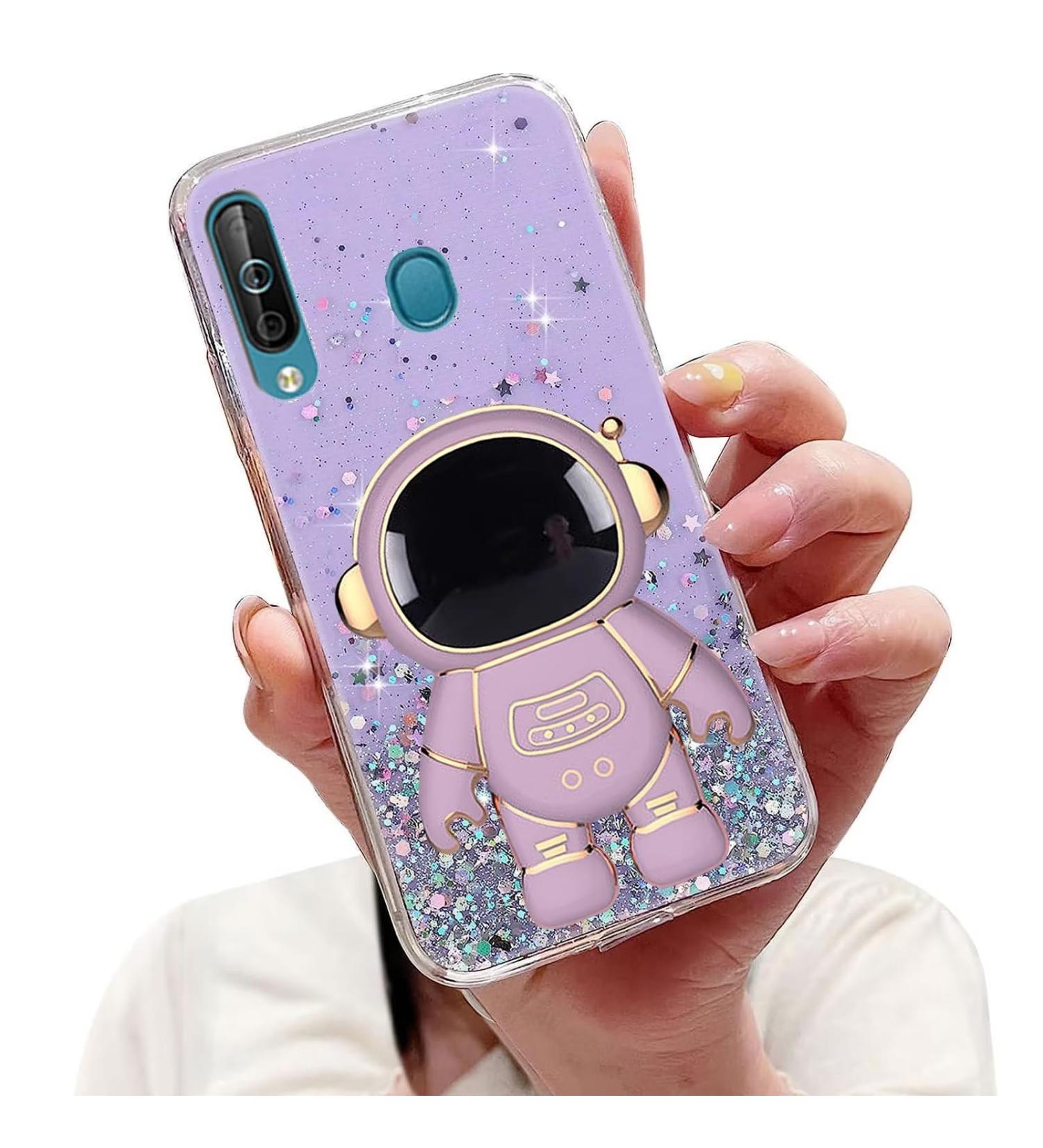 Tivenfezk Nadoli Astronaut Glitter Stand Case for Samsung Galaxy A40 - Soft Silicone Bling Protective Cover - Purple - Buy Online on GoSupps.com