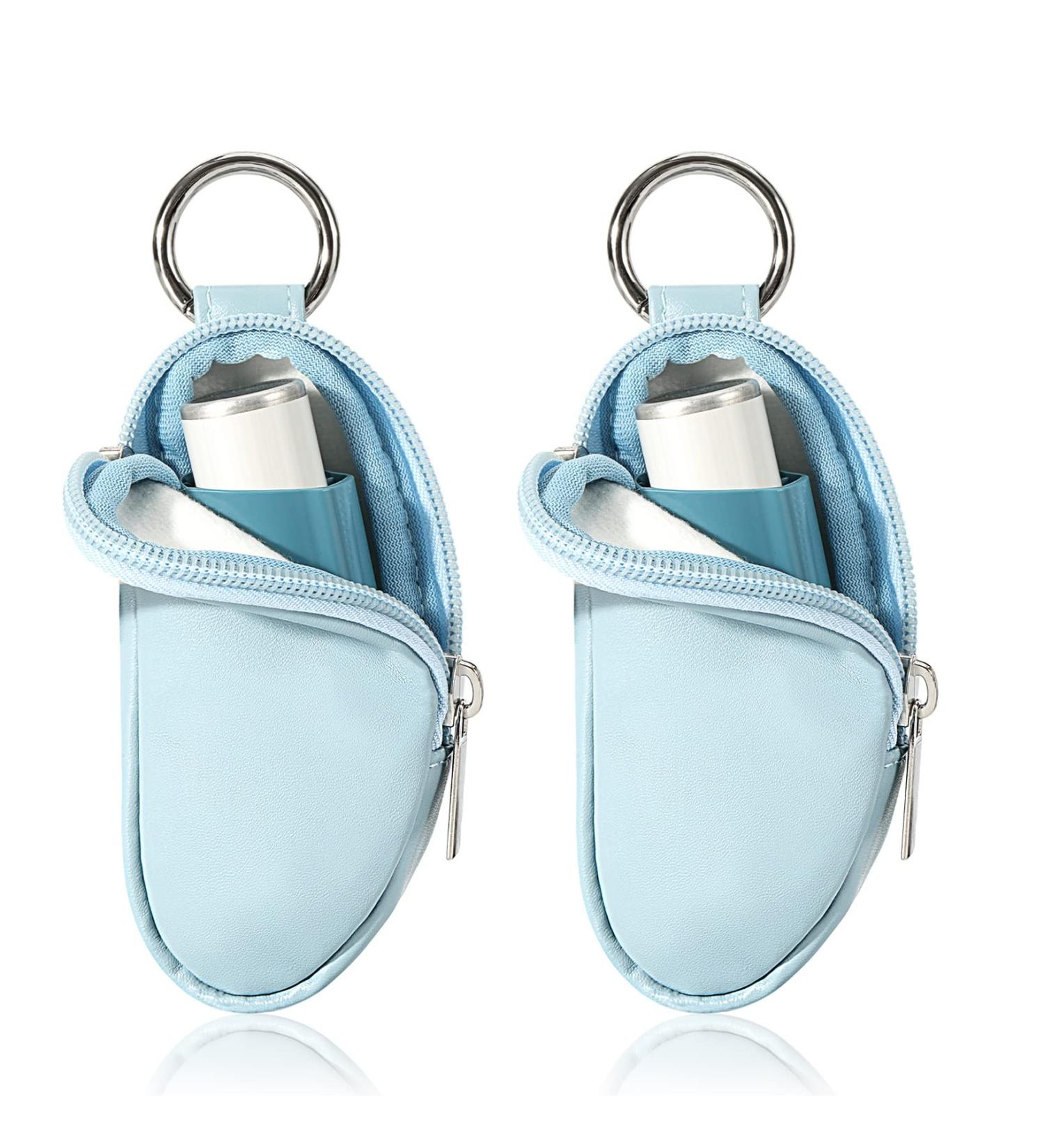 Koikyu Asthma Inhaler Holder PU Leather Travel Bag - Blue 2PCS - Buy Online on GoSupps.com