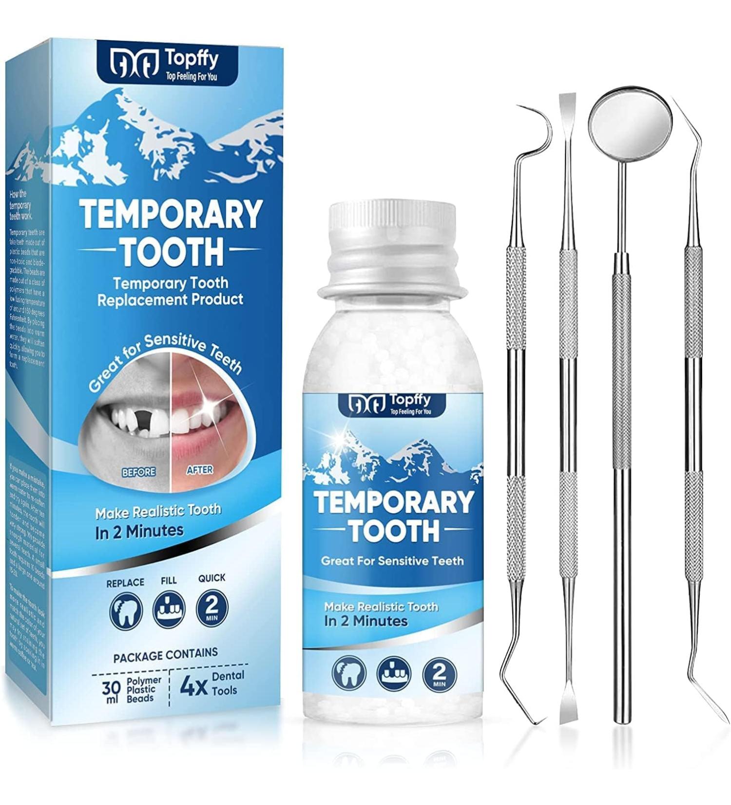 Temporary Tooth Filling Repair Kit - DIY Teeth Replacement for Missing or Broken Teeth - Dentures Restoration with Heat Fit Beads - Buy Online on GoSupps.com