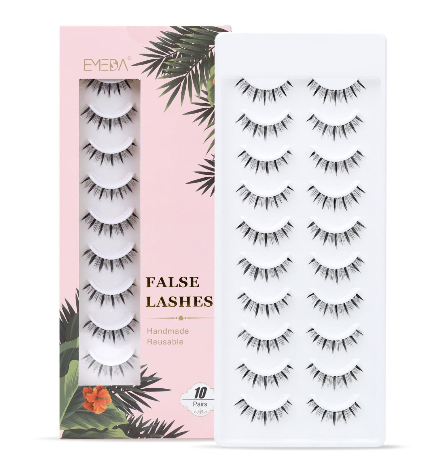 Natural False Eyelashes - 10 Pairs Transparent Band 8-11mm Soft Manga Lashes | Short & Natural Look - Buy Online on GoSupps.com