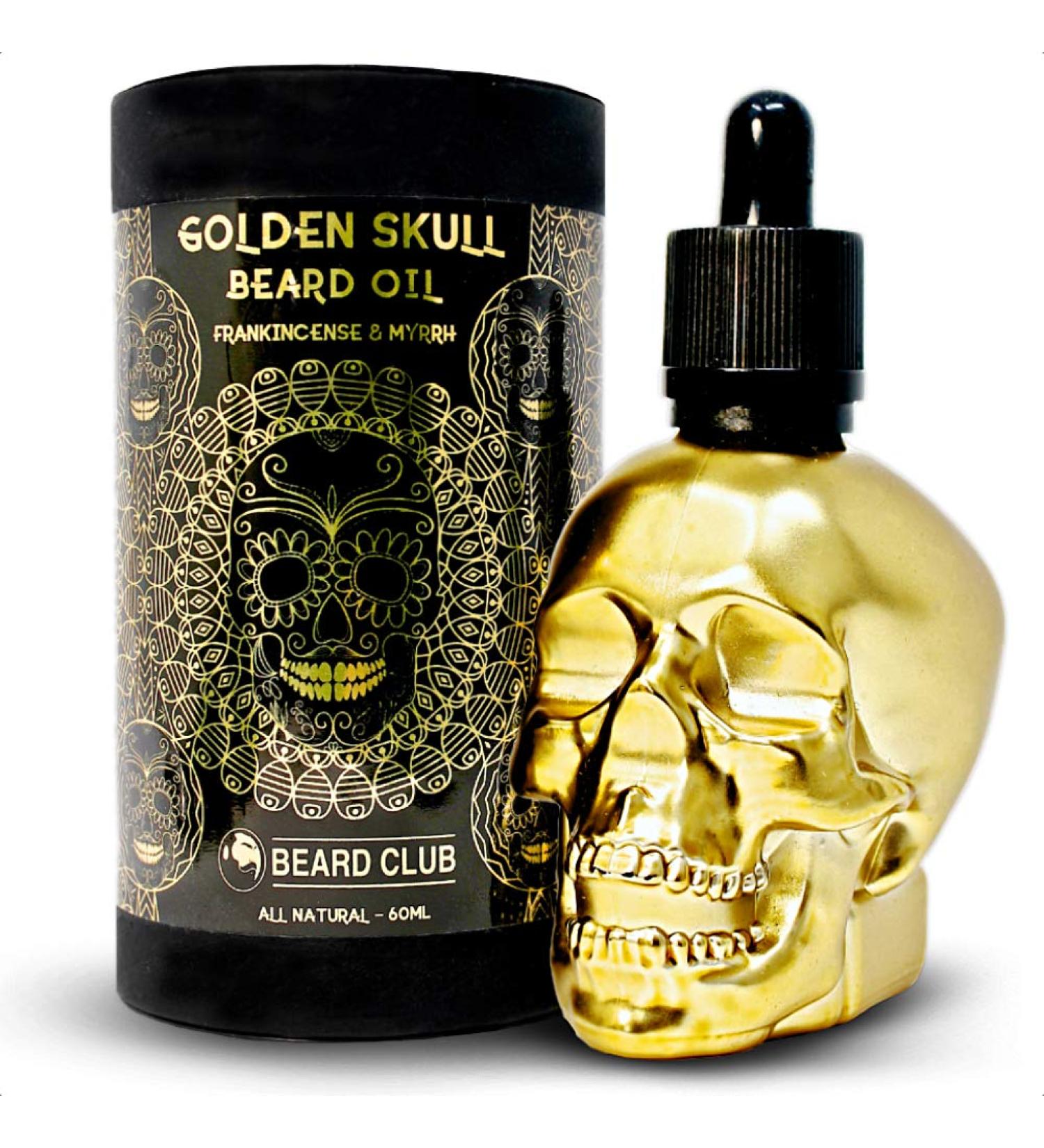 Beard Club Golden Skull Beard Oil 60ml - Frankincense & Myrrh Scented - Argan Oil Beard Softener for Men - Buy Online on GoSupps.com