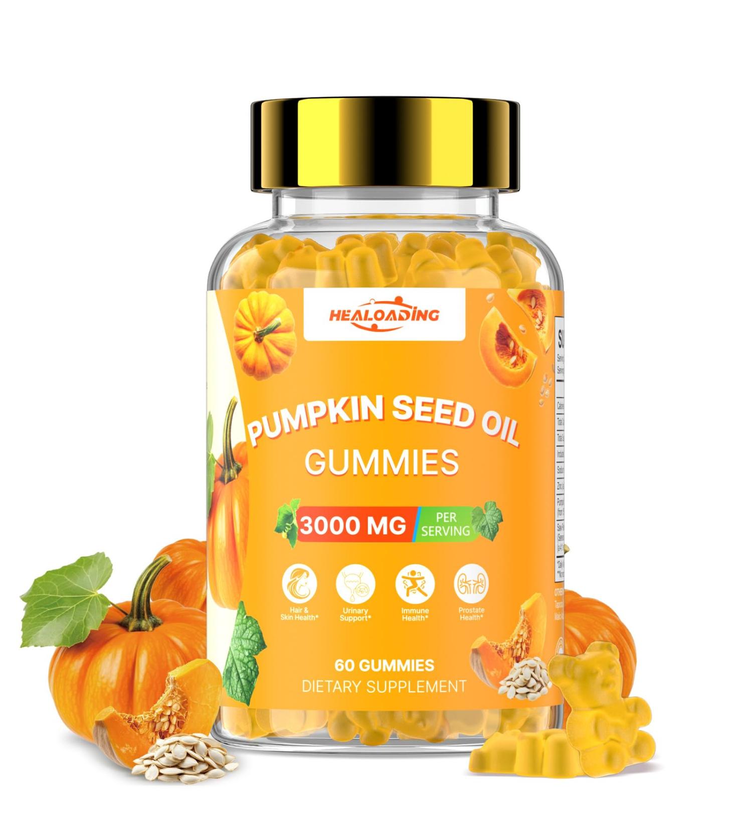 Pumpkin Seed Oil with Saw Palmetto: Pumpkin Seed Oil Gummies Extract Sugar-Free 3000mg Per Serving for Hair Growth Urinary Bladder & Prostate Health Non-GMO - Buy Online on GoSupps.com