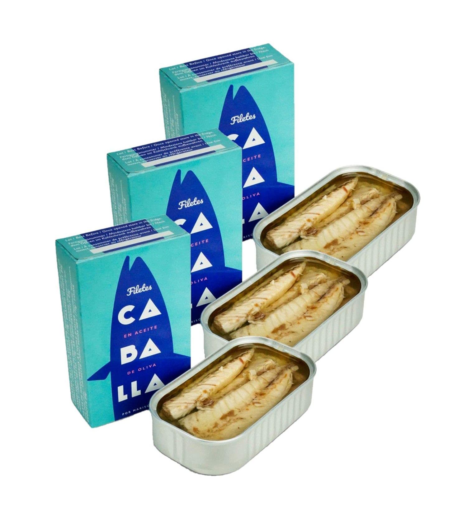 Lot 3x Mackerel fillets in olive oil 4/6 pieces - box 110g