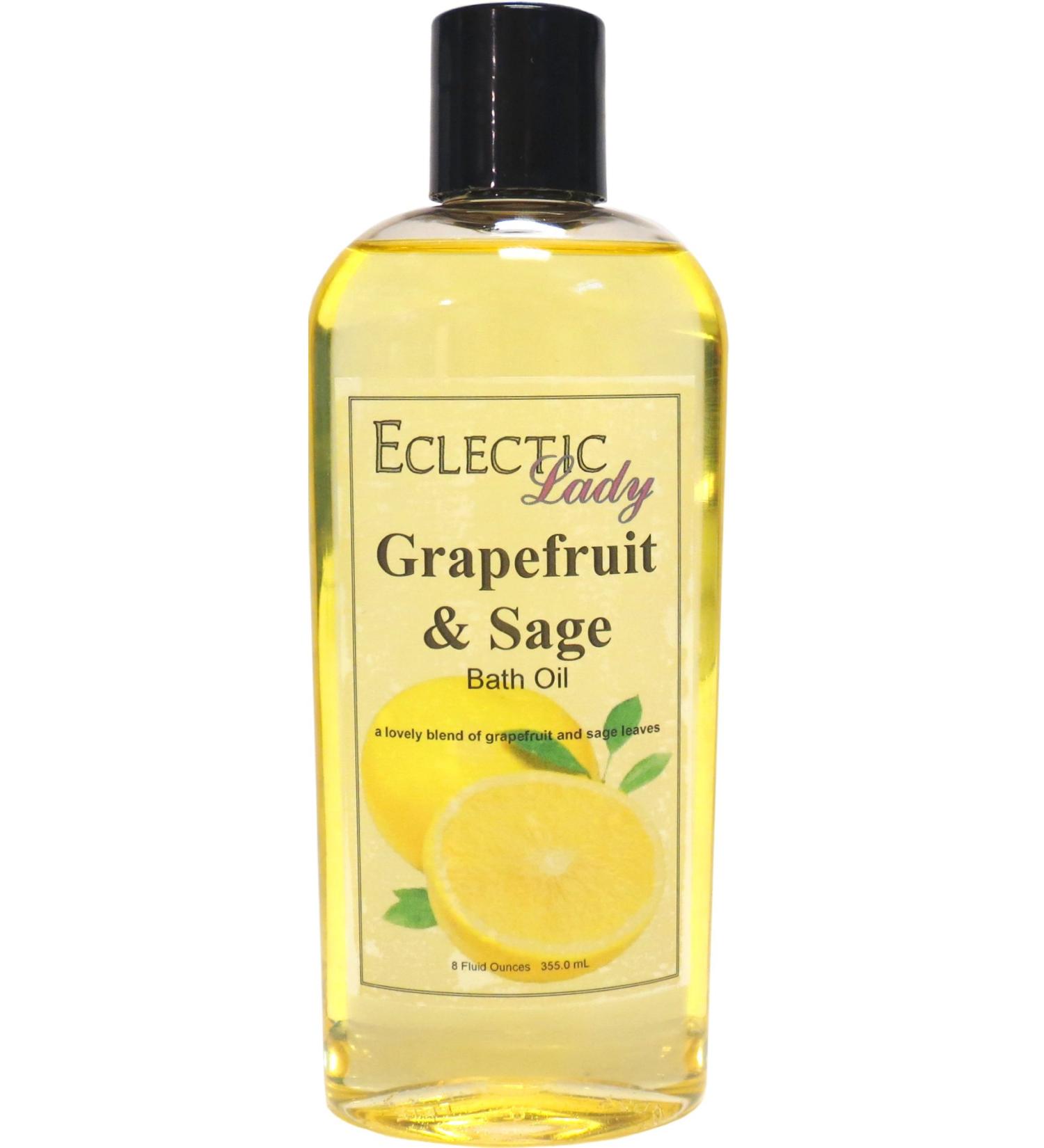 Grapefruit & Sage Bath Oil by Eclectic Lady | Scented Moisturizing & Nourishing Body Oil for Dry Skin | Relaxing Bath Oil - 8 oz - Buy Online on GoSupps.com