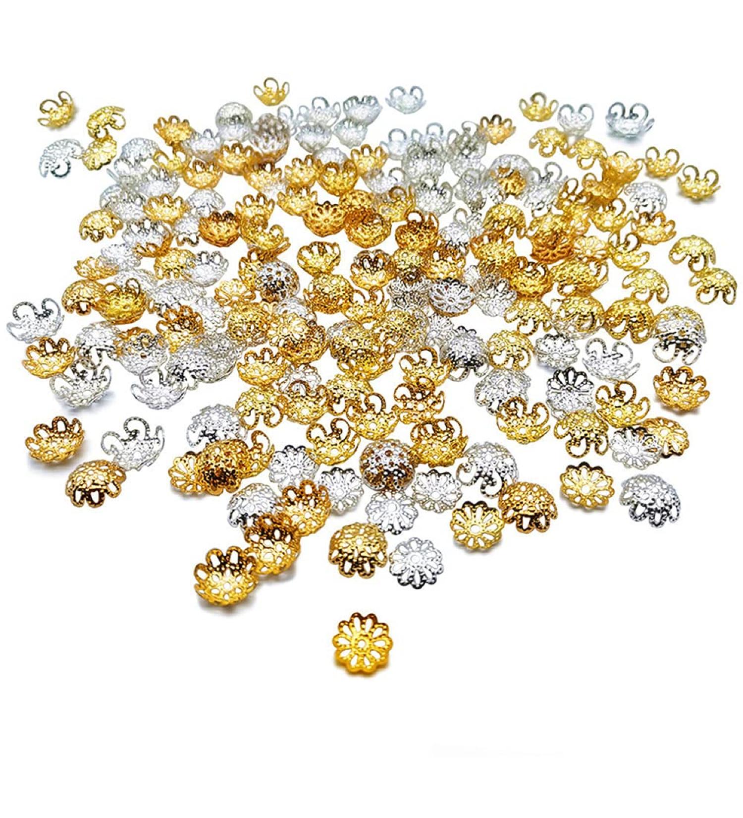 FAZHBARY 720 PCS Filigree Bead Caps | Gold & Silver Flower Caps for DIY Crafts - Buy Online on GoSupps.com