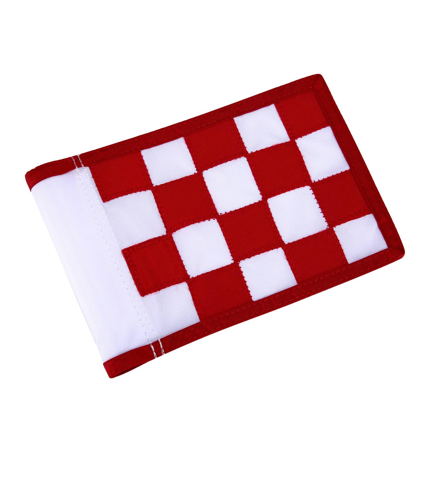 Green Nylon Golf Flag Set - Indoor/Outdoor Checkered Training Putting Flags - Portable 8.7x6 Golf Target Flags (White/Red) - Buy Online on GoSupps.com