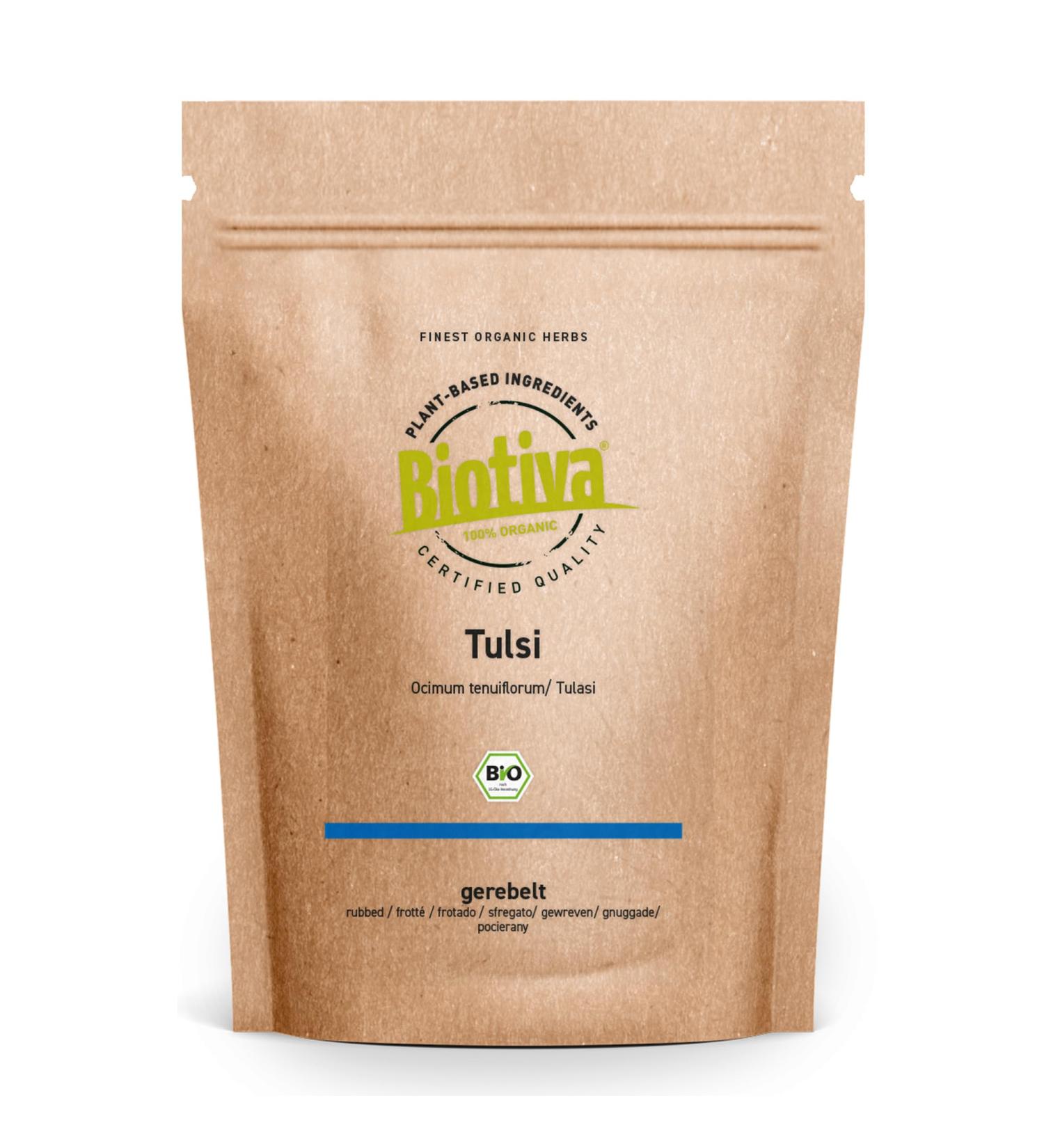  Biotiva Biotiva Tulsi Tea gerebelt Organic 100g Indian Basil Ocimum Tenuiflorum Royal Basil Vegan Filled and inspected in Germany (DE- KO-005) - Buy Online on GoSupps.com