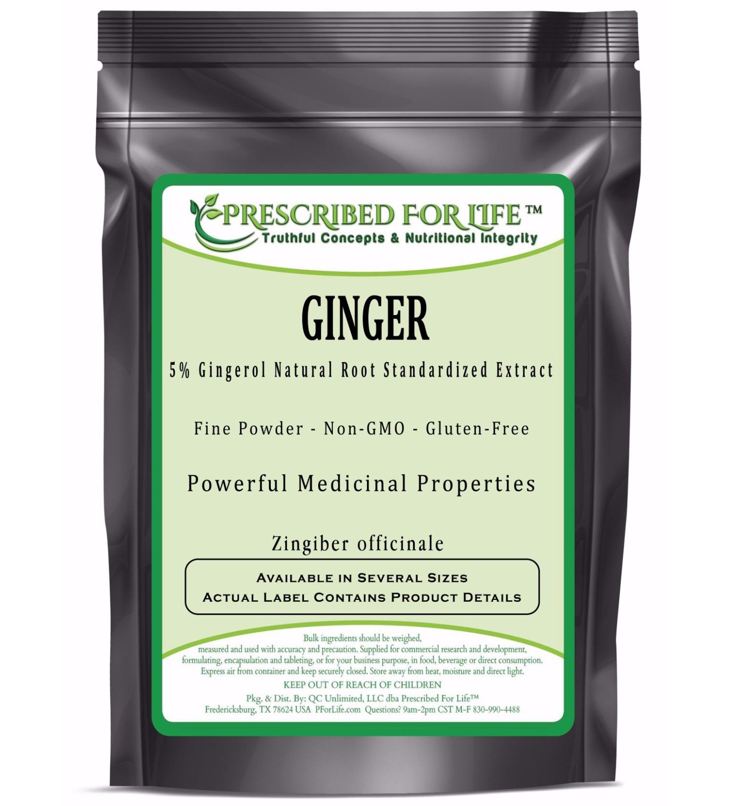 Prescribed For Life Ginger Root Powder 5% Gingerol | Natural Ginger Root Extract Powder | Natural Ginger Powder for Digestive Health and Immune Support | Gluten Free Vegan Non GMO (2 kg / 4.4 lb) 1 Count (Pack of 1)