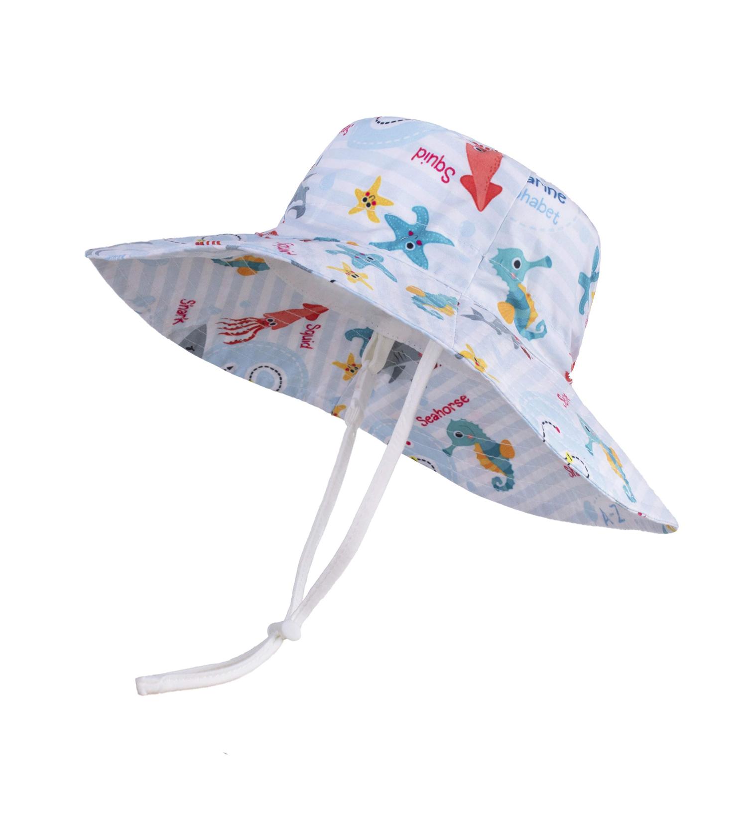 LANGZHEN Octopus Beach Sun Hat for Baby Girls | Adjustable Wide Brim Toddler Kids Summer Play Hat 6-12 Months - Buy Online on GoSupps.com