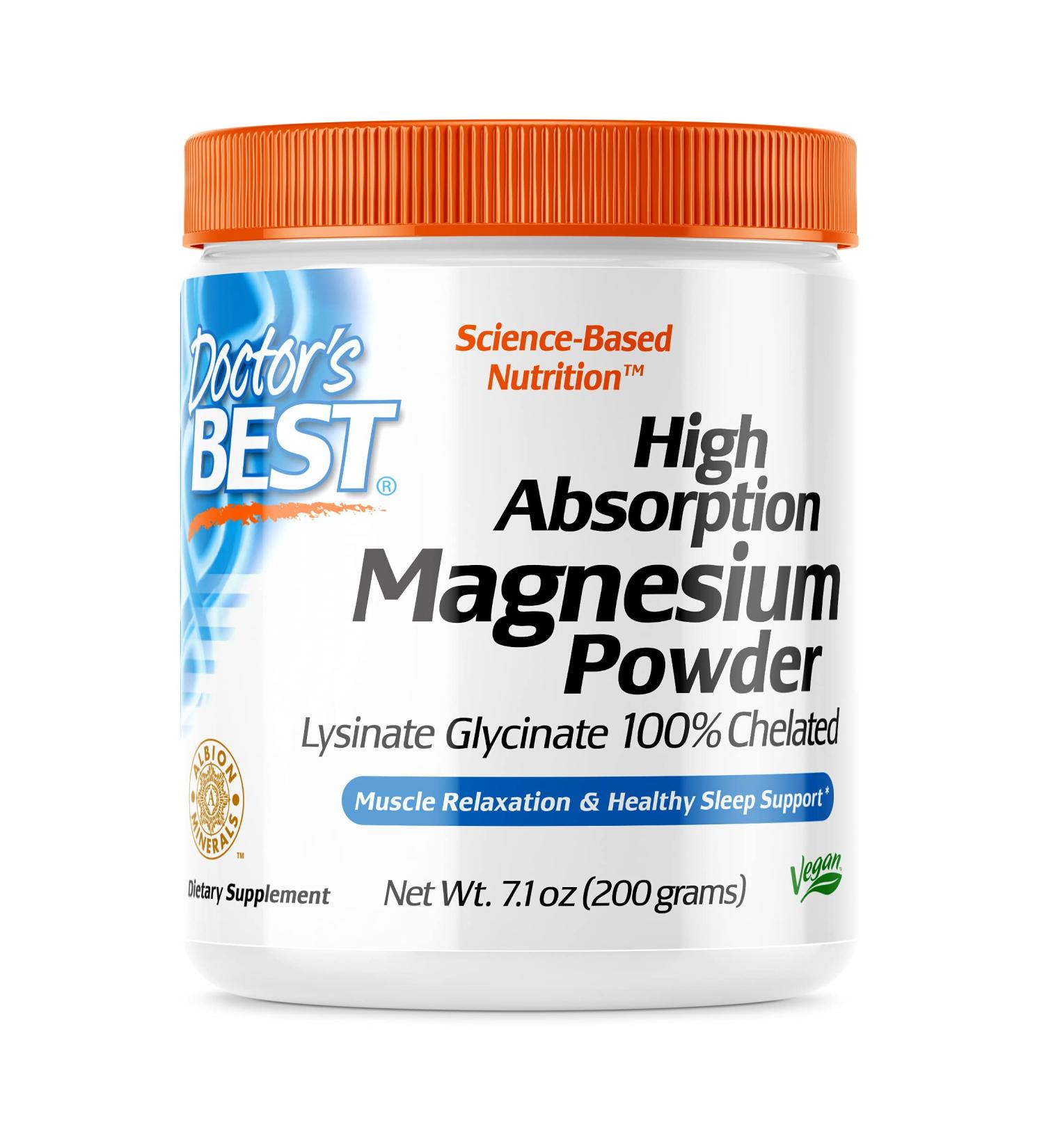Doctor's Best High Absorption Magnesium Powder 100% Chelated - Albion Minerals, 7.1 oz (200 g) - Buy Online on GoSupps.com