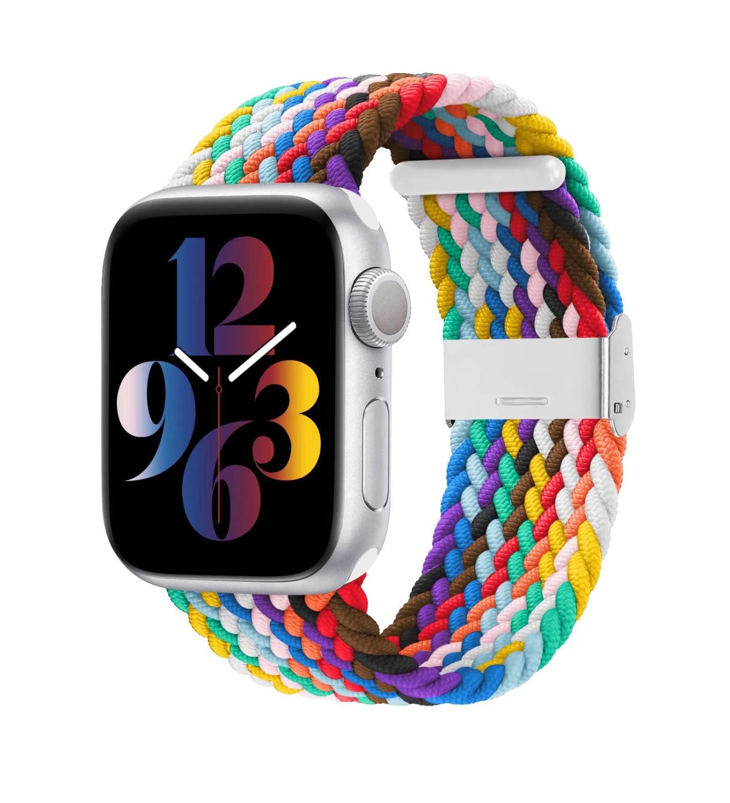 Bandiction Adjustable Braided Solo Loop Elastic Sport Bands for Apple Watch - Multicolor-2 - Compatible with iWatch Ultra SE Series 8/7/6/5/4/3/2/1 - 38mm/40mm/41mm - Buy Online on GoSupps.com