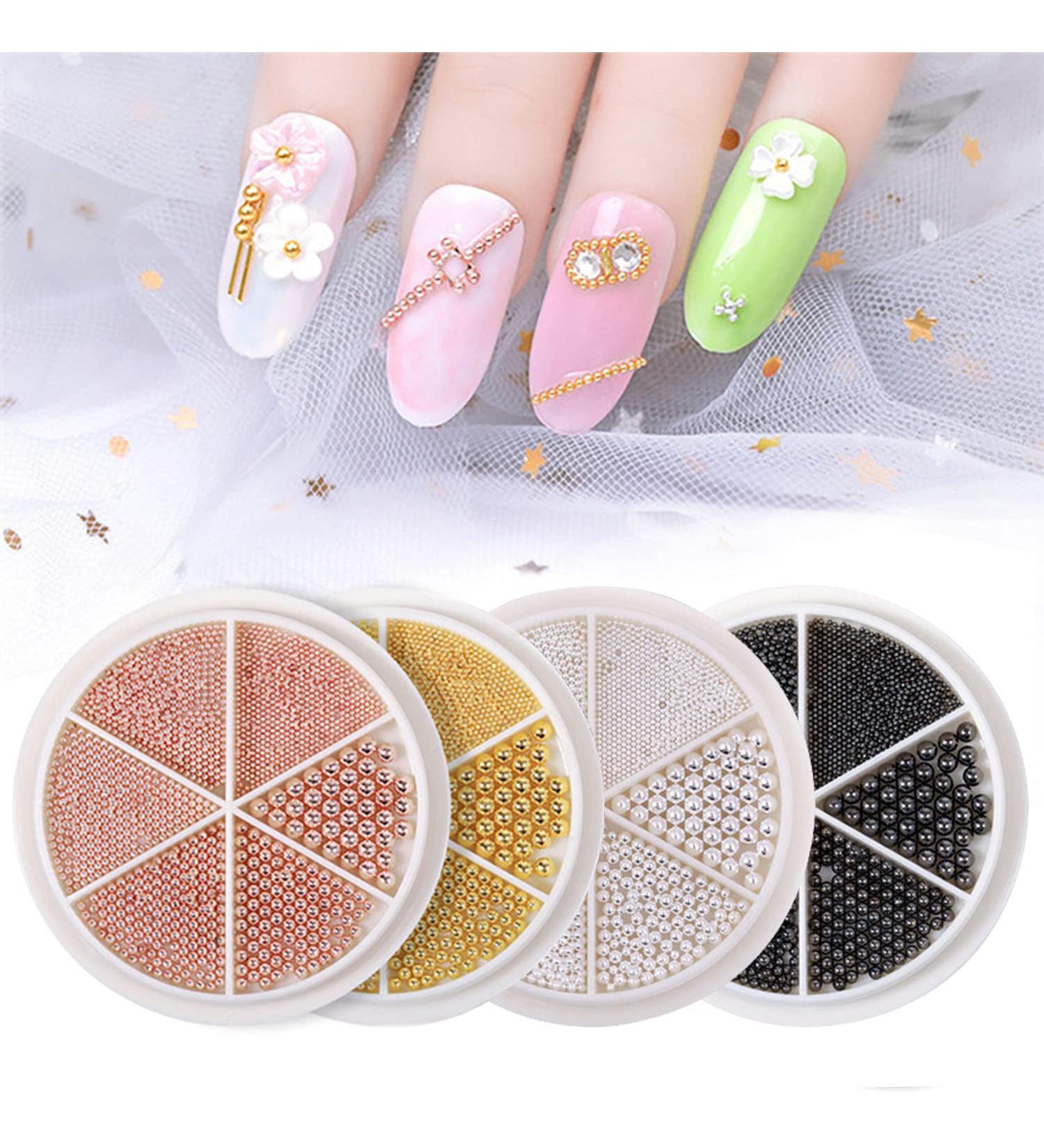 Metallic Micro Beads for Nails - Golden Silver Rose Gold Black Caviar Beads 0.8-3.0mm - Buy Online on GoSupps.com