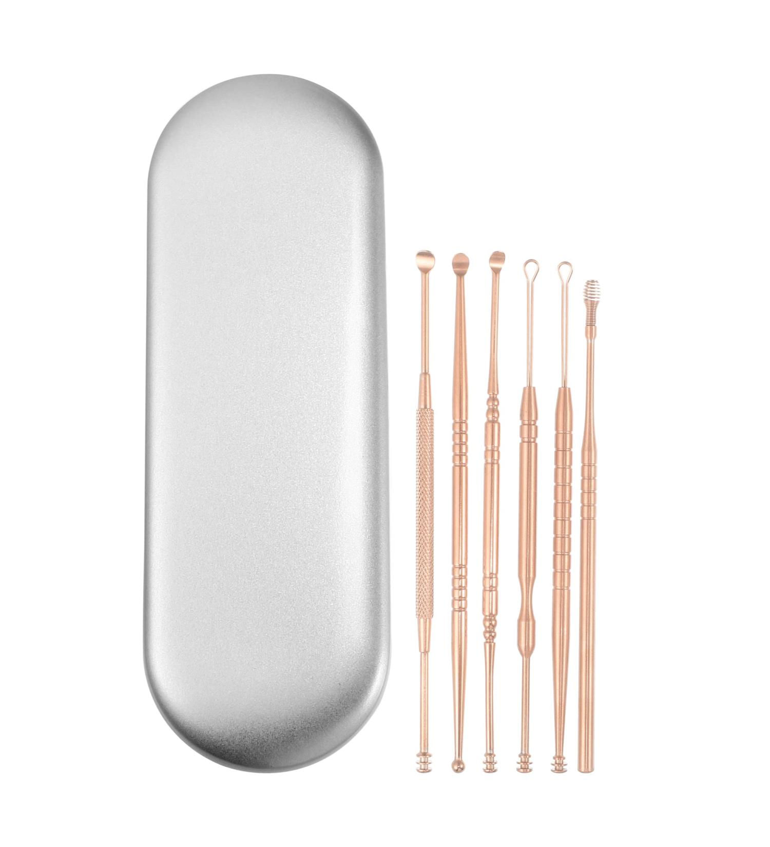 VOCOSTE 6Pcs Stainless Steel Ear Cleansing Tool Set with Storage Case - Rose Gold Tone | Ear Care Kit - Buy Online on GoSupps.com