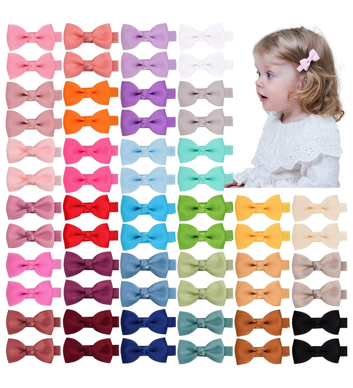 Ruyaa 60 Pieces 30 Colors Baby Girls Fully Covered Hair Clips - Tiny 2 Hair Bows for Toddlers & Infants - Non Slip Alligator Clips Hair Accessories - Buy Online on GoSupps.com