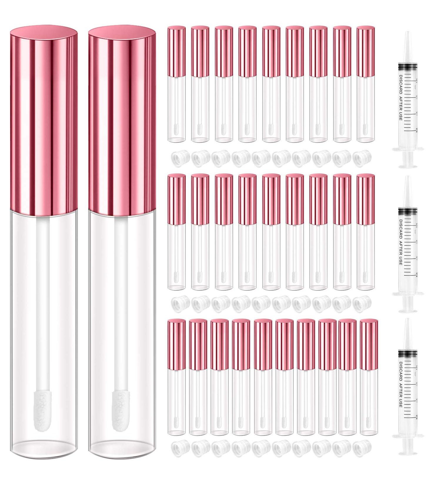 30 Pcs Clear Lip Gloss Tube Containers Bulk with Rubber Insert - 10ml Empty Pink Lip Oil Tubes for DIY Makeup and Homemade Lip Balm - Buy Online on GoSupps.com