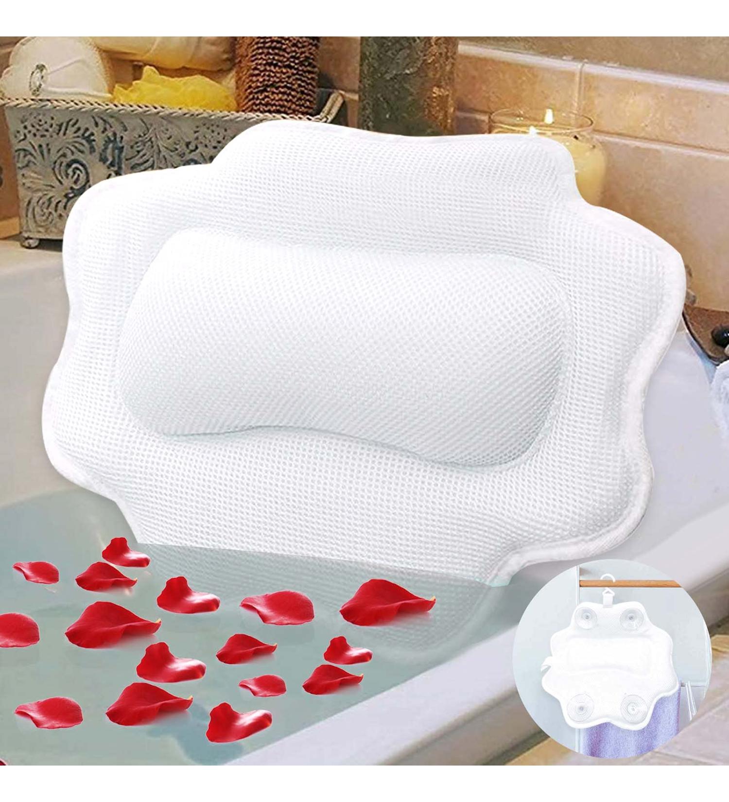 5D Air Mesh Bathtub Pillow | Non-Slip with 4 Suction Cups | Head, Neck, and Shoulder Support - Buy Online on GoSupps.com