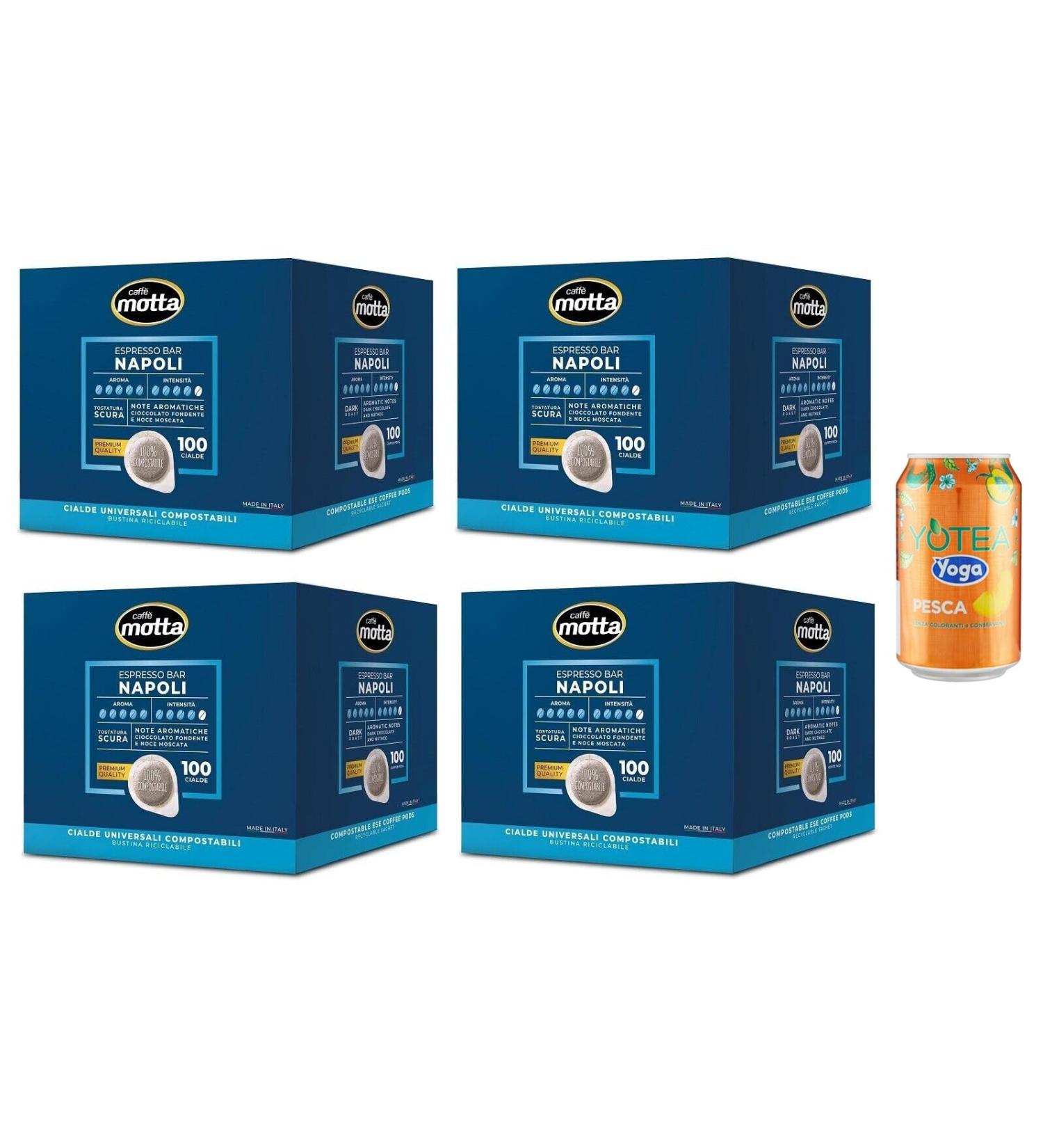 Rummo Motta Ese Coffee Pods 44mm 100 Coffee Pods Napoli Blend Compostable Coffee Pods + 1 Can of 330ml Peach Iced Tea - Buy Online on GoSupps.com