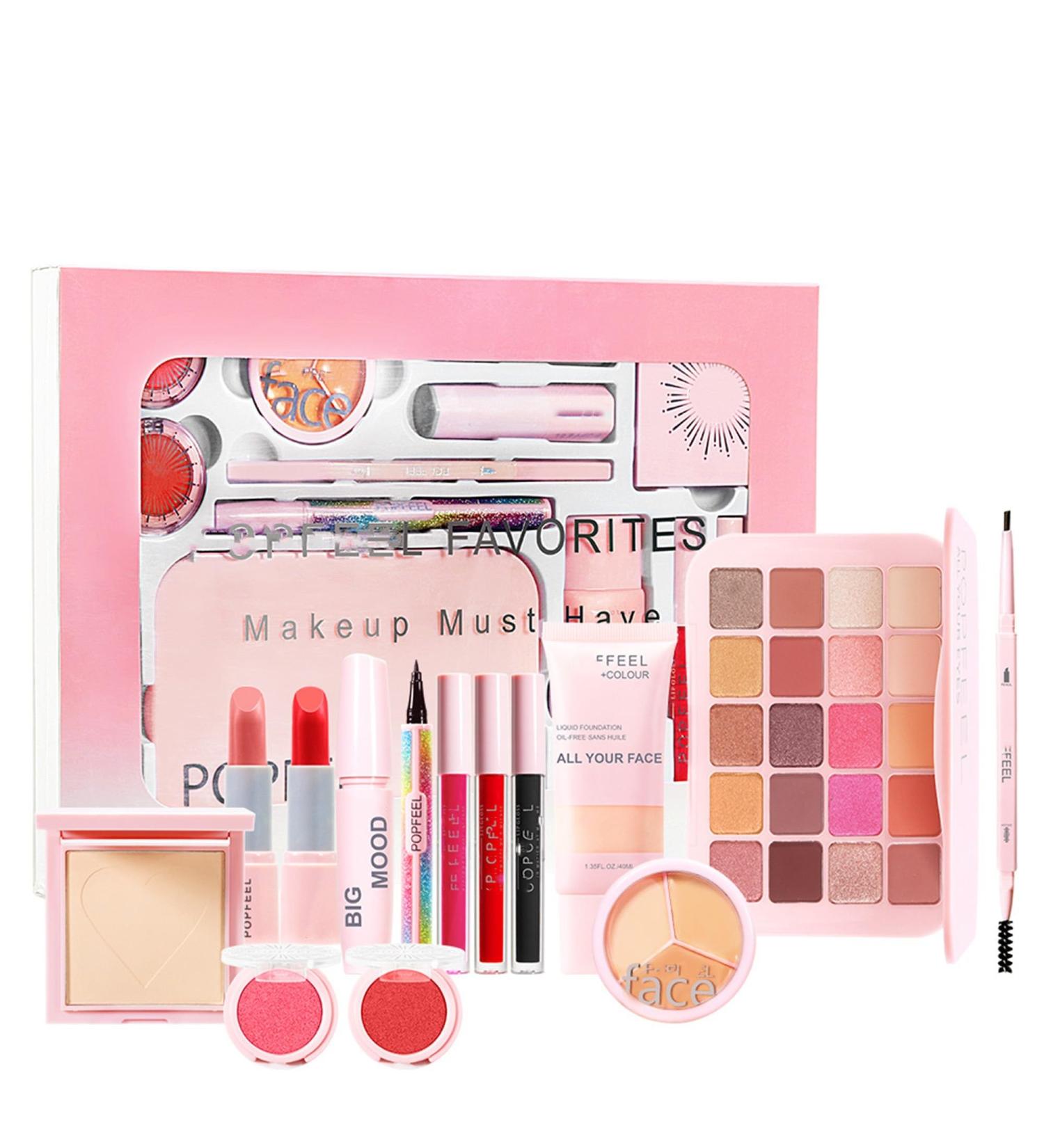 All In One Makeup Kit - 20 Colors Eyeshadow Palette Lipstick Eyebrow Pencil & More | Perfect Makeup Gift Set for Women & Beginners - Buy Online on GoSupps.com