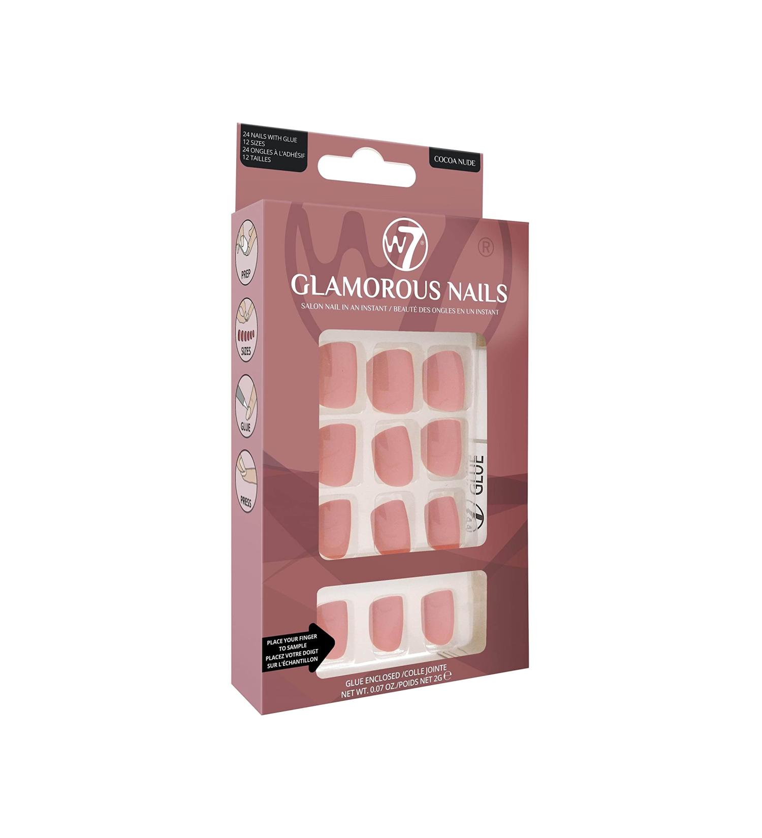 W7 Glamorous Nails - Salon Professional False Nails At Home - Glue Adhesive Included - Square Oval Shape - Cocoa Nude - Buy Online on GoSupps.com
