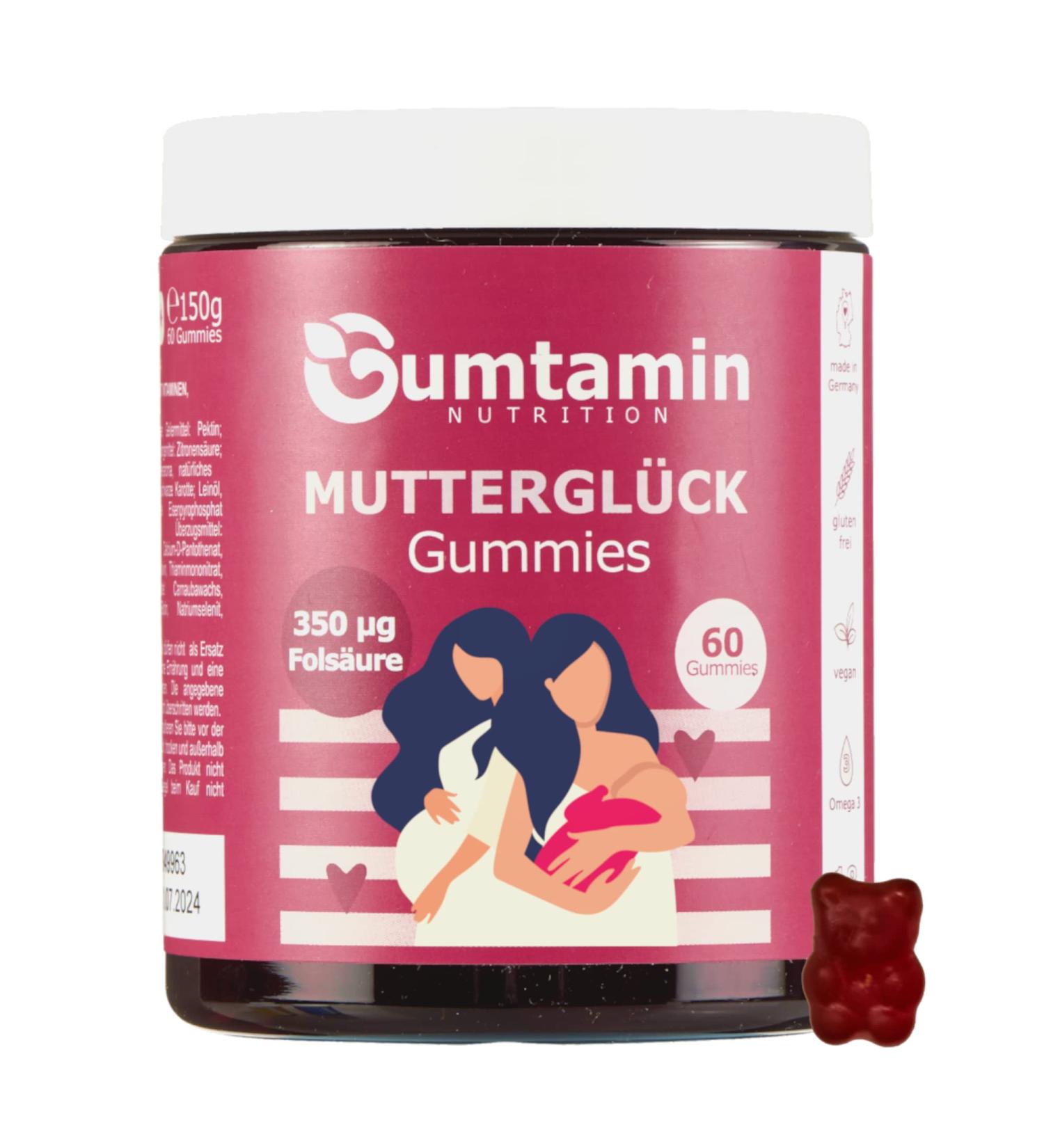 Shop Gummamine Muttergl ck: 60 Vegan Gummies with 18 Nutrients for Fertility Pregnancy & Lactation - High-Dose Folic Acid Iron & Iodine - Buy Online on GoSupps.com